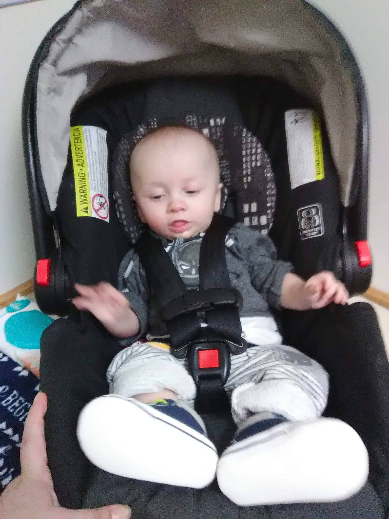 Andrew is registered to the contest to win money with this photo: baby, baby_carriage, baby_in_car_seat, baby_products, car_seat, car_seat_cover, child, comfort, person, product, toddler