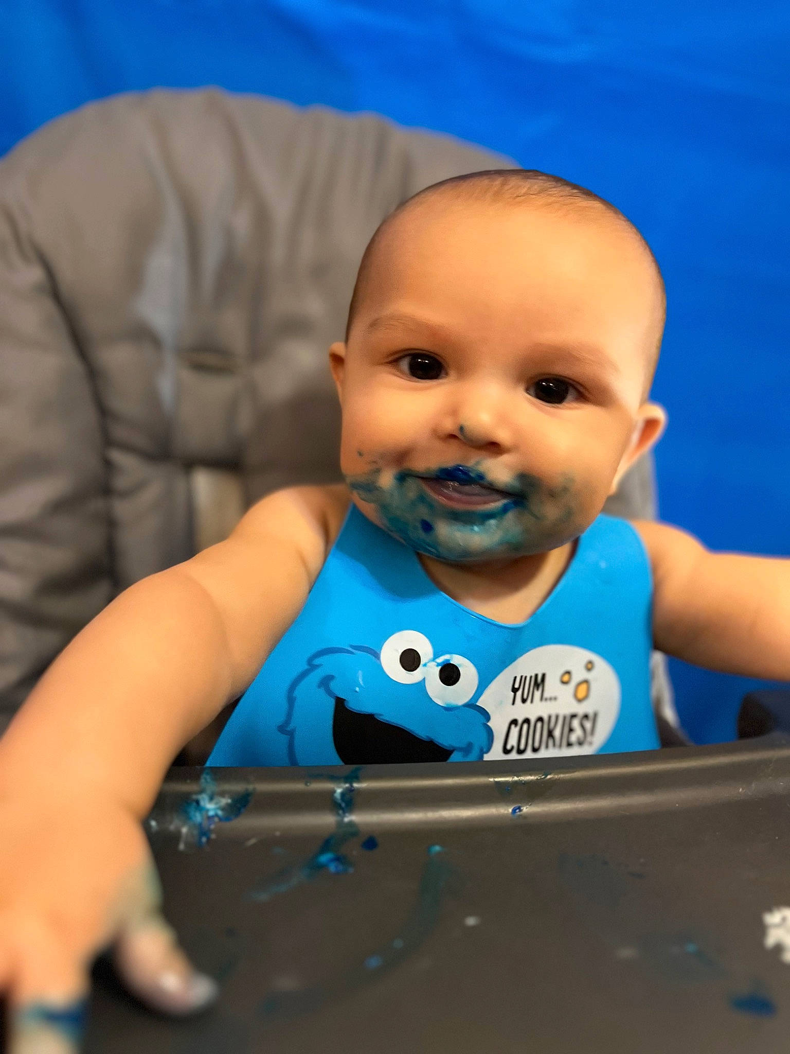 Kylan is registered to the contest to win money with this photo: baby, baby_products, cheek, child, chin, electric_blue, eye, eyebrow, finger, fun, gesture, happy, mouth, nose, person, recreation, skin, sleeve, smile, thumb