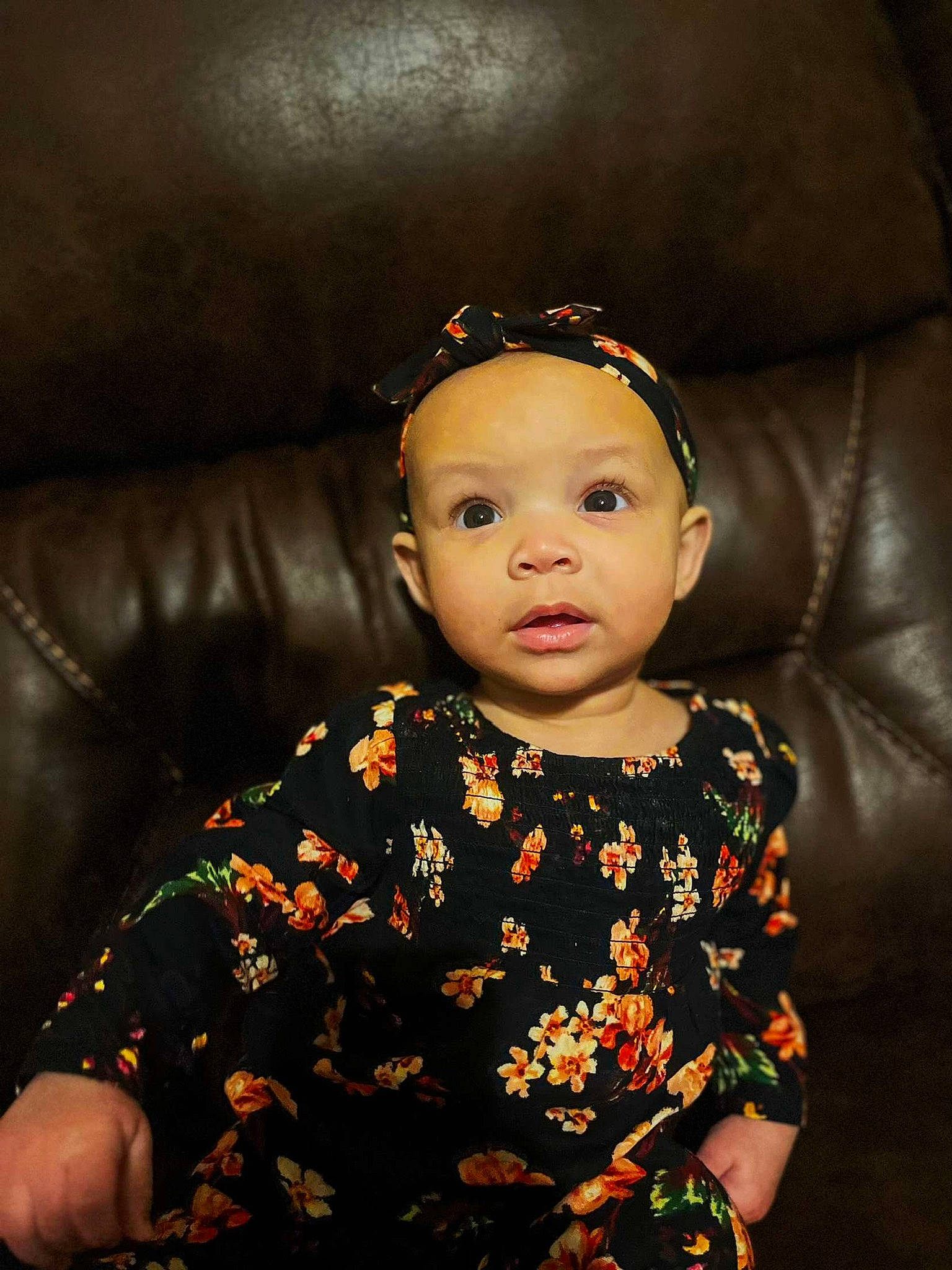Emersyn joined the competition — help win amazing prizes! baby, baby_toddler_clothing, cheek, child, comfort, couch, eye, eyelash, face, fashion_accessory, fashion_design, flash_photography, hairstyle, head, headband, iris, jewellery, person, sitting, sleeve
