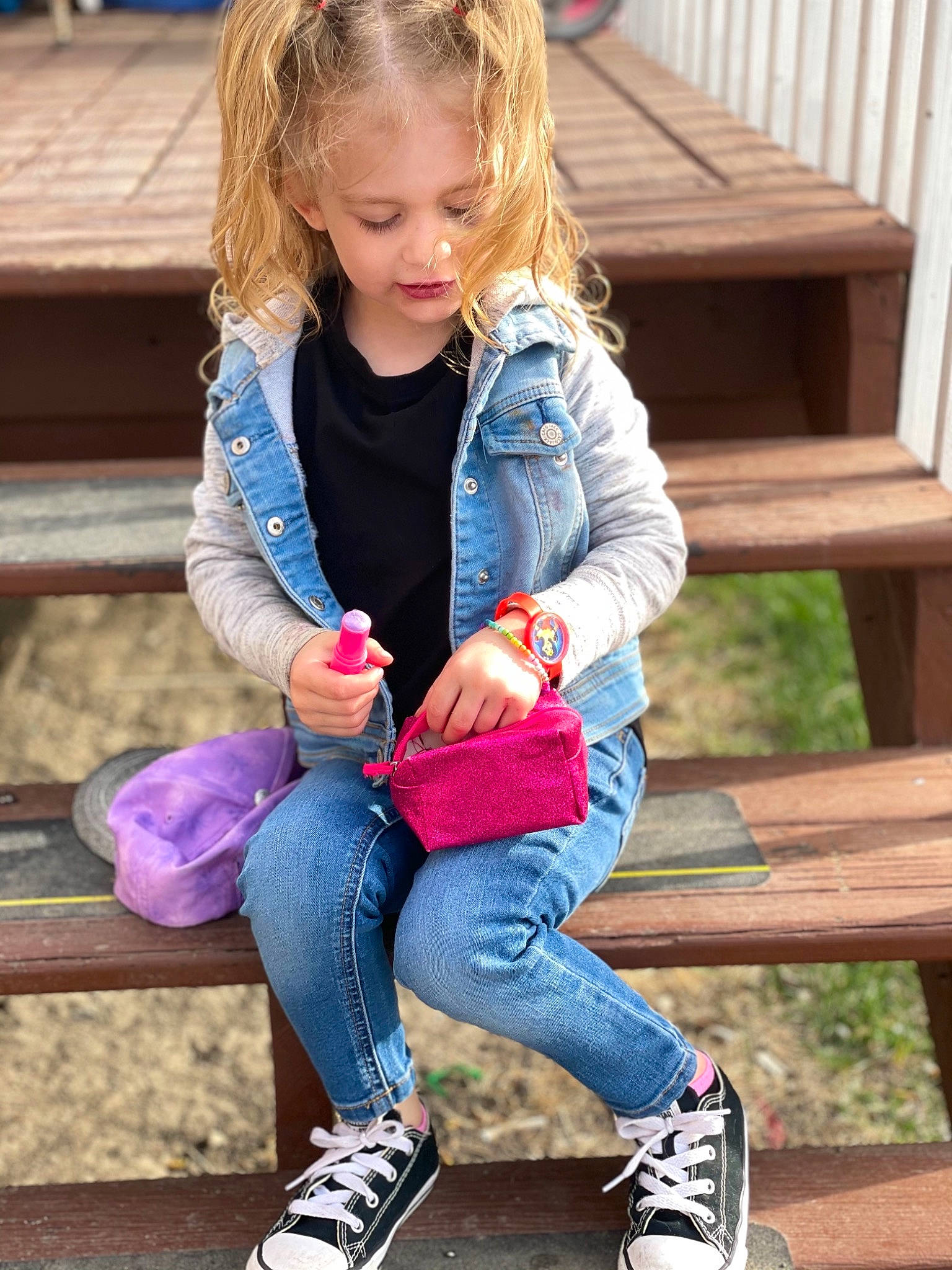 Asher joined the competition — help win amazing prizes! blue, clothing, denim, face, footwear, hair, happy, head, human_body, jeans, joint, knee, leg, person, shoe, skin, sleeve, street_fashion, white, wood