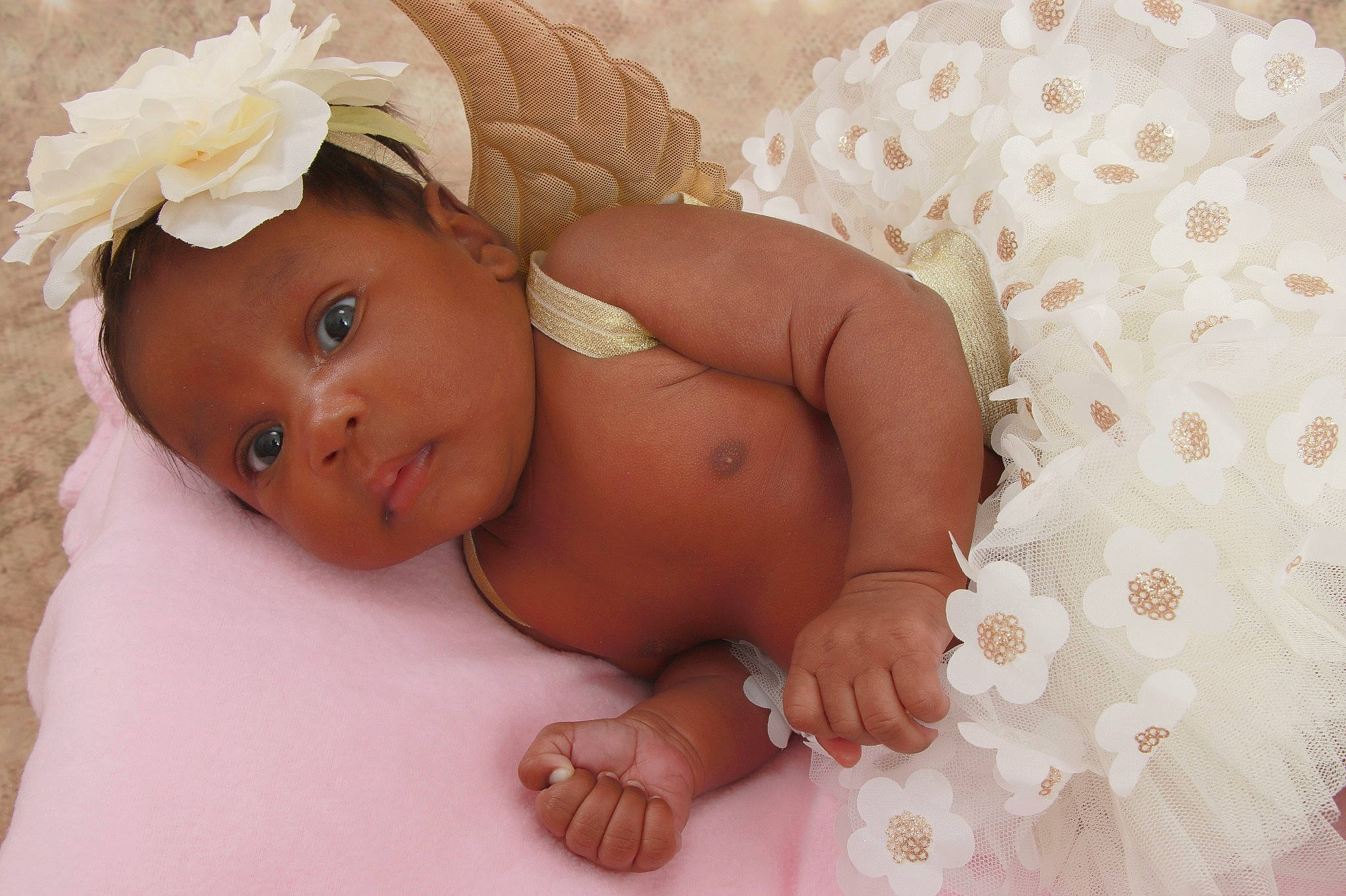 Taylin joined the competition — help win amazing prizes! baby, baby_products, baby_safety, baby_sleeping, baby_toddler_clothing, child, comfort, eye, fashion_accessory, flower, hand, headband, headpiece, linens, pattern, person, petal, pink, skin, textile