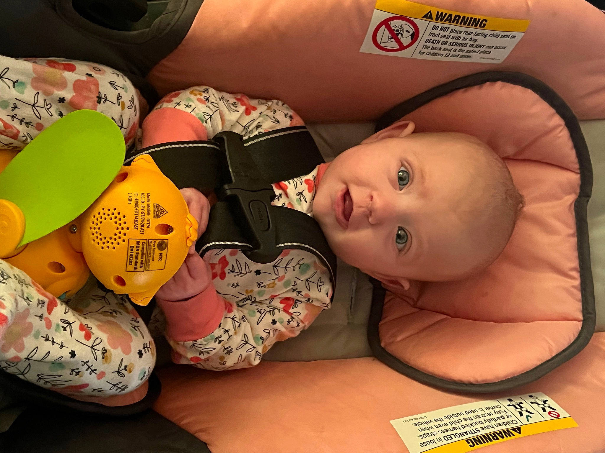 Chloe joined the competition — help win amazing prizes! baby, baby_products, carmine, chair, child, comfort, event, fashion_accessory, font, headgear, pattern, person, personal_protective_equipment, photo_caption, plastic, room, toddler