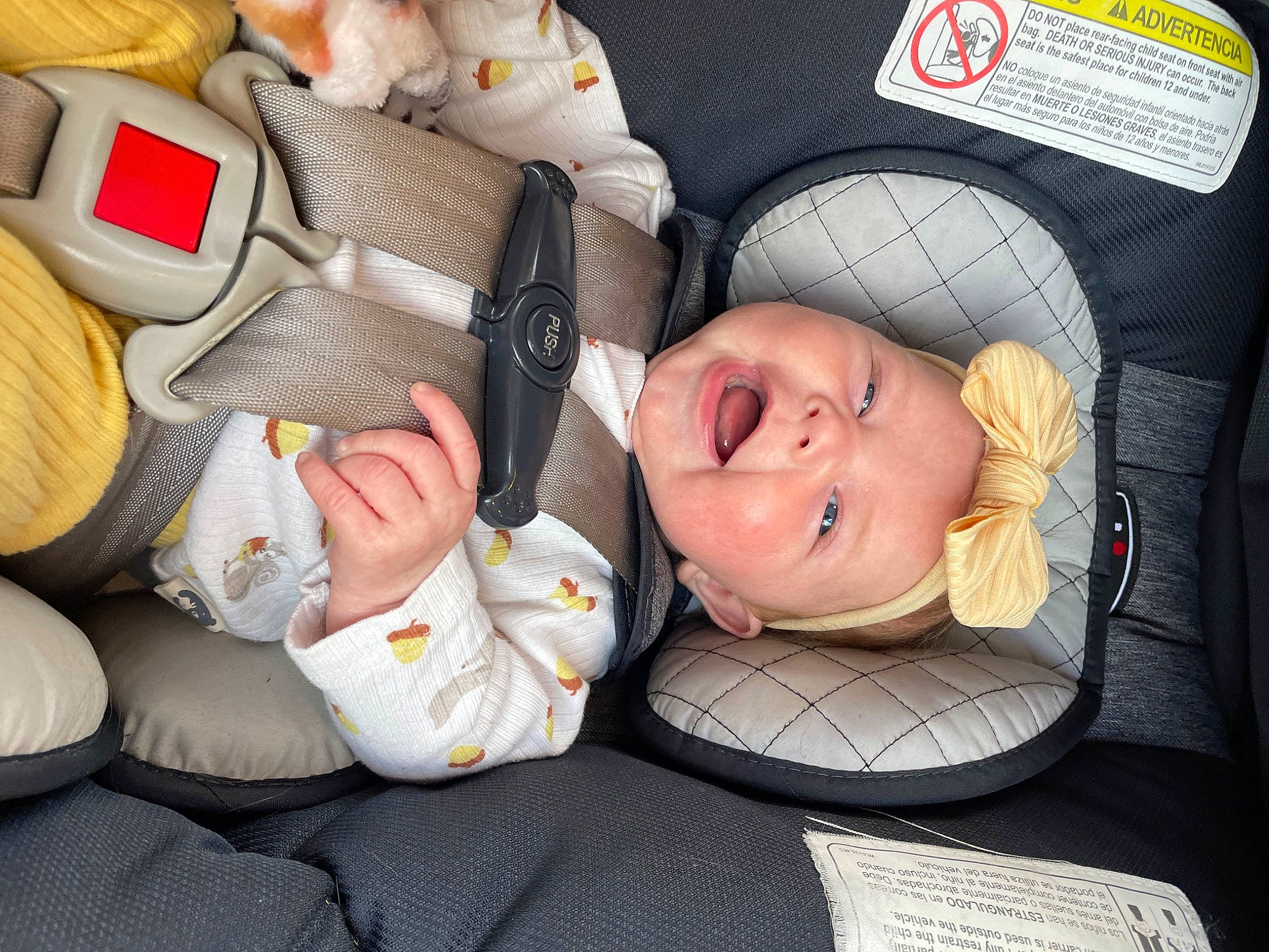Kennedy is registered to the contest to win money with this photo: baby, baby_carriage, baby_in_car_seat, baby_products, baby_sleeping, baby_toddler_clothing, car_seat, cheek, child, comfort, headgear, headwear, linens, nap, person, product, room, sitting, sleep, toddler