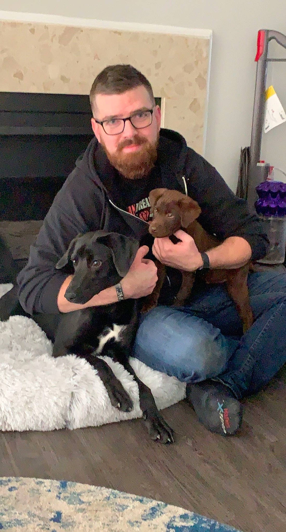 Bear joined the competition — help win amazing prizes! beard, canidae, carnivore, comfort, companion_dog, dog, dog_breed, facial_hair, flag, fur, glasses, houseplant, human, livestock, moustache, slipper, sporting_group, vertebrate, working_animal