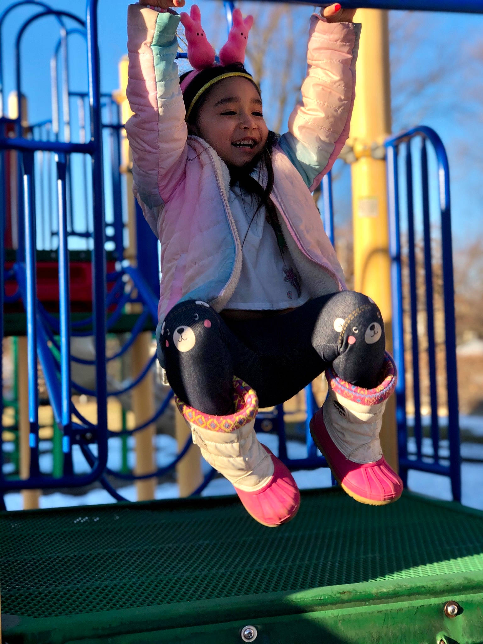 Tesi joined the competition — help win amazing prizes! boot, child, city, entertainment, event, fun, grass, happy, headwear, leisure, magenta, outdoor_play_equipment, person, play, playground, playground_slide, recreation, sky, smile, sneakers