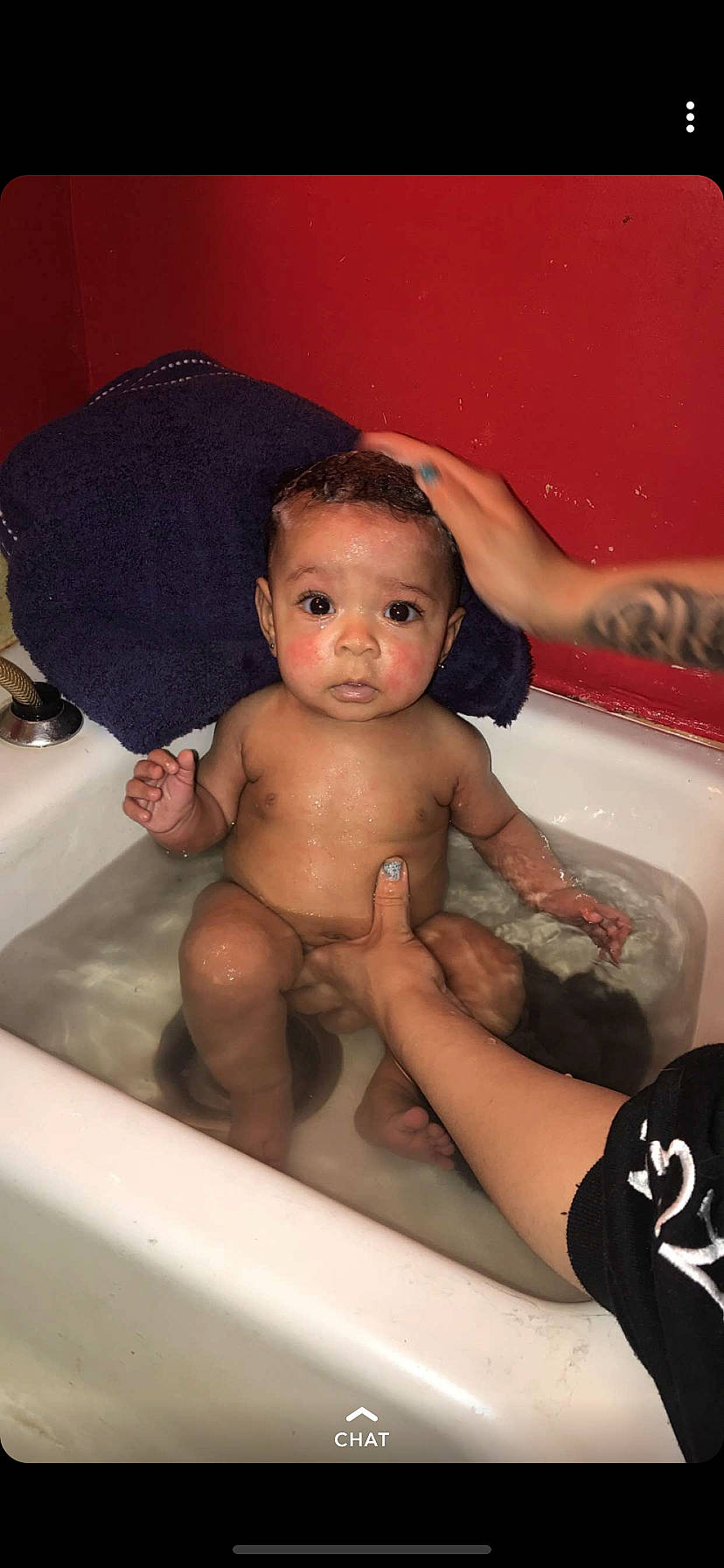 Brentlye Hunter is registered to the contest to win money with this photo: baby, baby_bathing, bathing, bathtub, black_hair, cheek, child, person, toddler