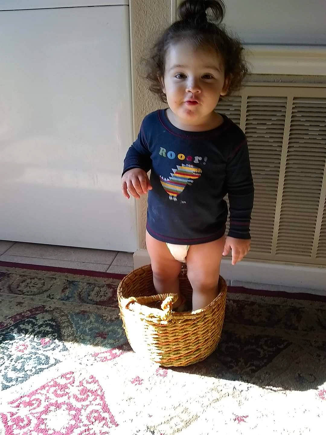 Auston joined the competition — help win amazing prizes! baby_toddler_clothing, basket, child, person, play, toddler