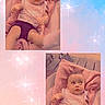 Jamaya is registered to the contest to win money with this photo: baby, infant, blanket, pink, sparkles, cute, portrait, child, soft_texture, wooden_floor, indoor, clothing, sleeveless_shirt, shorts, lying_down, expression, face, skin, eyes, background