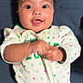 Khylan joined the competition — help win amazing prizes! baby, infant, smiling, face, onesie, clothing, lying_down, happy, cute, cheeks, hands, patterned_clothing, indoors, person, child, skin, head, eyes, mouth, tongue
