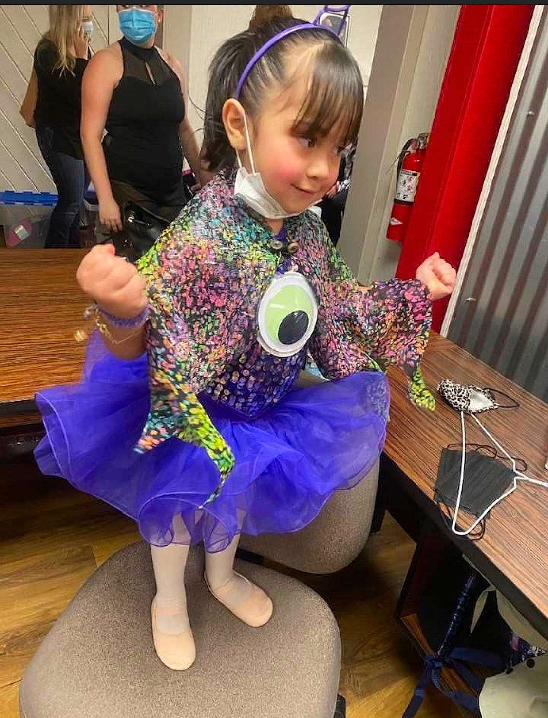 Genesis Cruz is registered to the contest to win money with this photo: arm, chair, child, desk, dress, electric_blue, event, fashion_design, hair, hand, happy, head, joy, magenta, person, purple, sleeve, snapshot, table, thigh