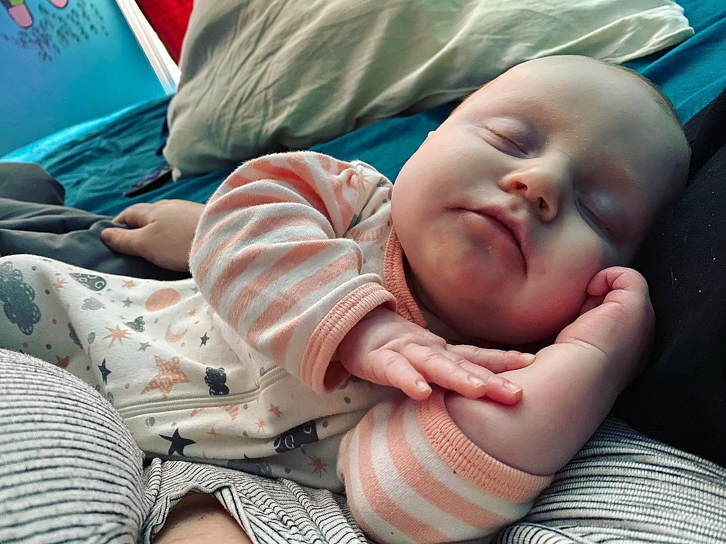 Miley joined the competition — help win amazing prizes! arm, baby, baby_sleeping, bedtime, birth, cheek, child, comfort, eye, finger, flesh, hand, mouth, nap, nose, person, skin, sleep, toddler