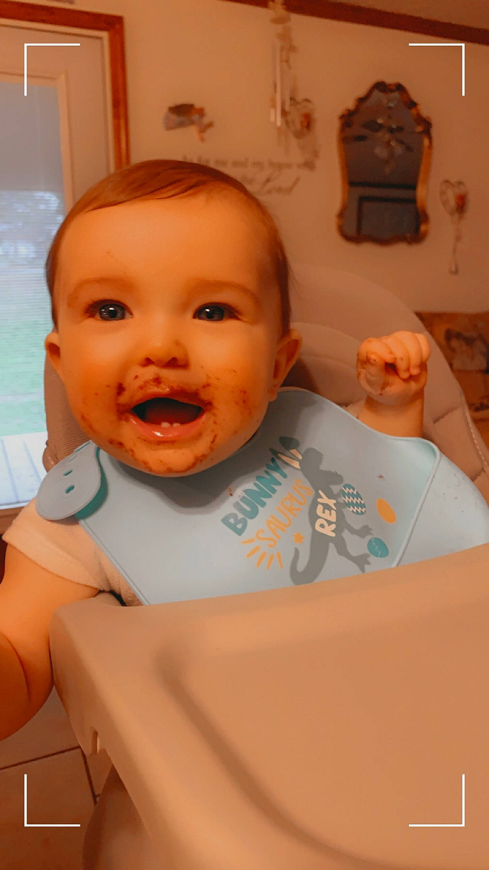 Kingston is registered to the contest to win money with this photo: baby, baby_laughing, baby_toddler_clothing, bathing, cheek, child, chin, clock, eyebrow, fun, hairstyle, happy, mouth, nose, person, room, skin, smile, t_shirt, toddler