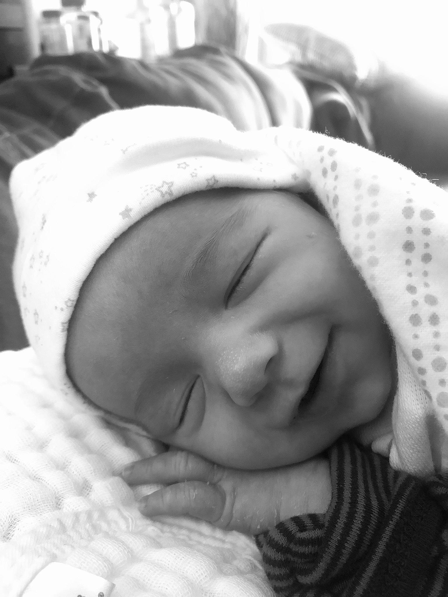 Charles joined the competition — help win amazing prizes! baby, baby_sleeping, bedtime, birth, black_and_white, cheek, child, face, headwear, monochrome, nap, nose, person, photograph, photography, skin, sleep, smile, toddler, white