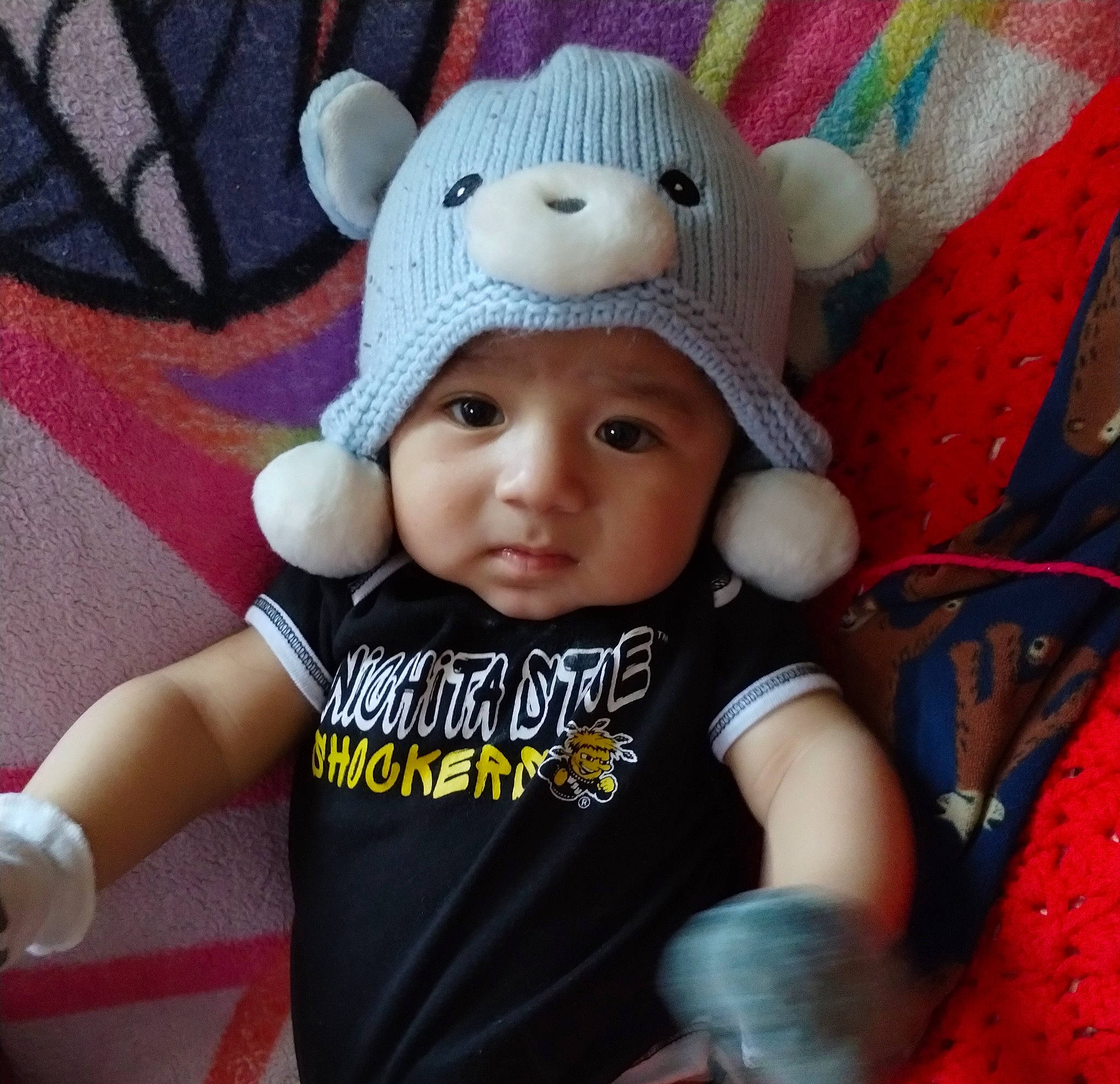 Omar joined the competition — help win amazing prizes! baby, baby_products, baby_toddler_clothing, baseball_cap, beanie, cap, cheek, child, cool, costume_hat, fashion_accessory, fun, happy, headgear, headwear, knit_cap, person, personal_protective_equipment, sleeve, t_shirt