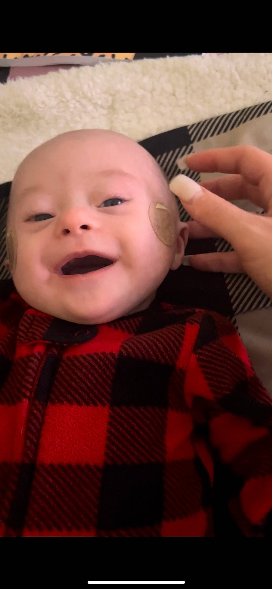 Lamont joined the competition — help win amazing prizes! baby, baby_toddler_clothing, cheek, chin, collar, eye, face, gesture, happy, head, iris, lip, mouth, nose, person, plaid, skin, sleeve, smile, tartan