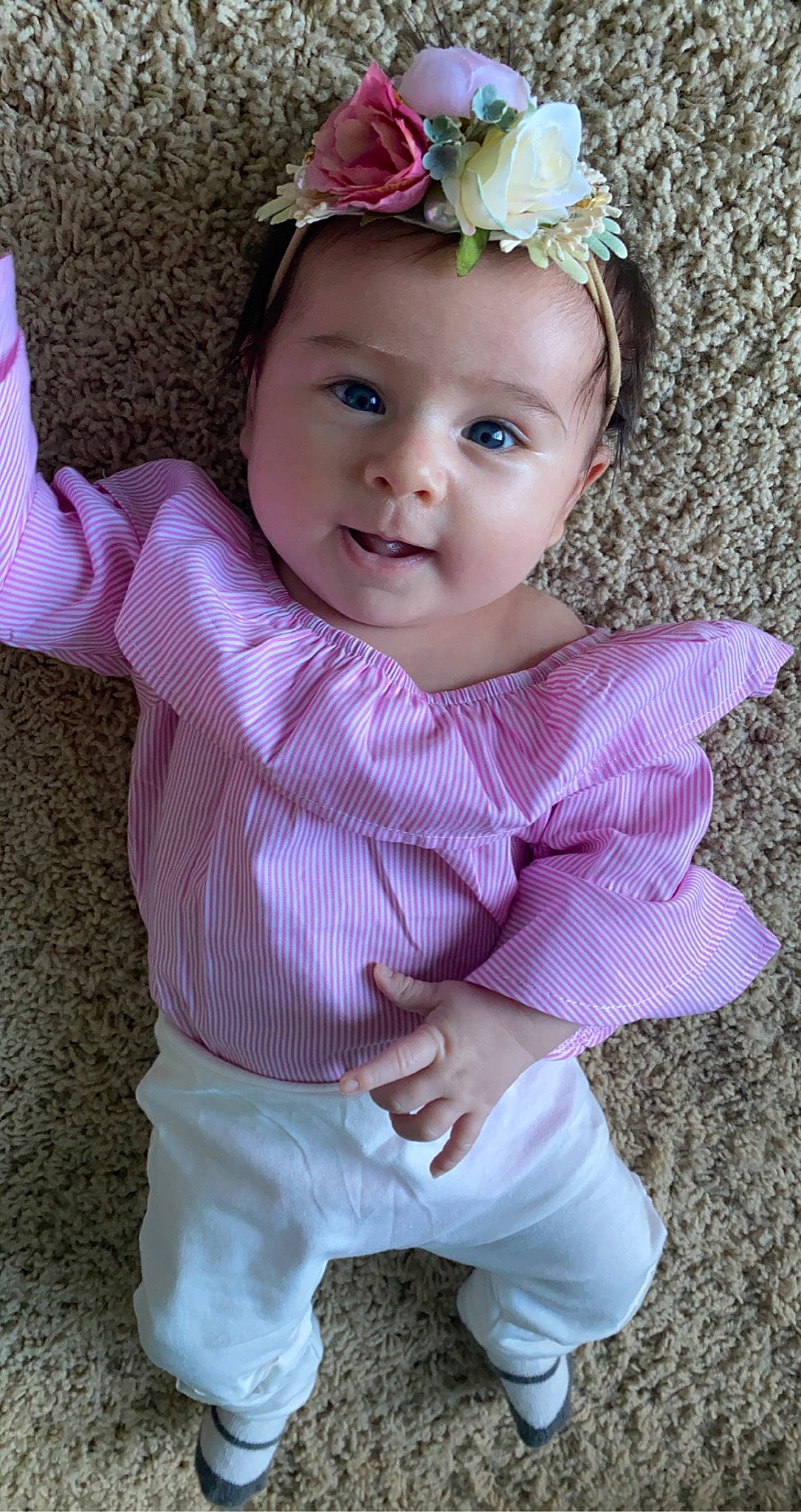 Claire joined the competition — help win amazing prizes! baby_toddler_clothing, cheek, chin, clothing, dress, eye, face, facial_expression, hairstyle, head, headwear, human_body, iris, lip, person, photograph, pink, plant, purple, skin