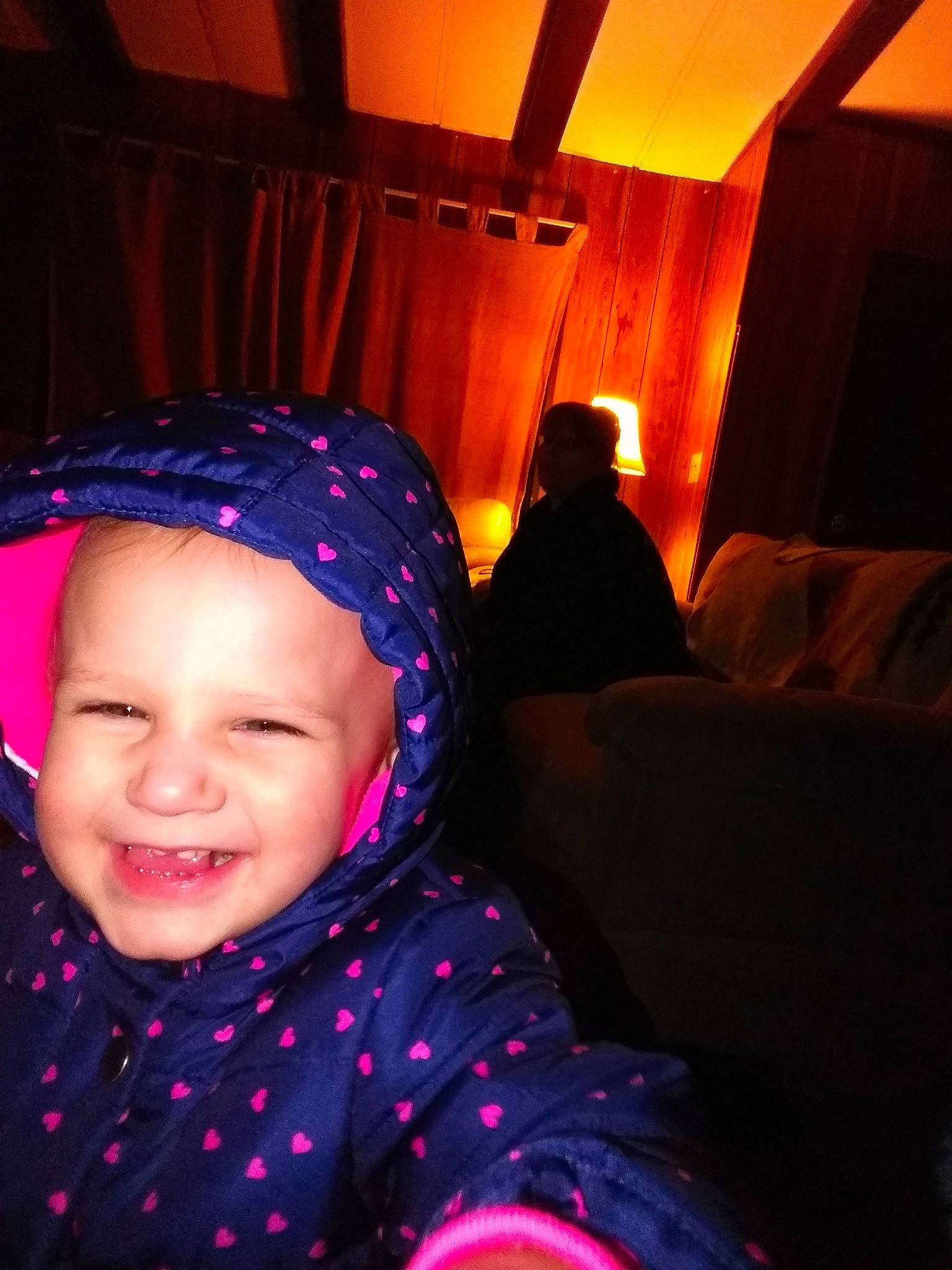 Jocelyn is registered to the contest to win money with this photo: baby, cheek, child, cool, eye, face, fun, head, headgear, joy, light, magenta, person, pink, plant, purple, skin, sky, smile, toddler