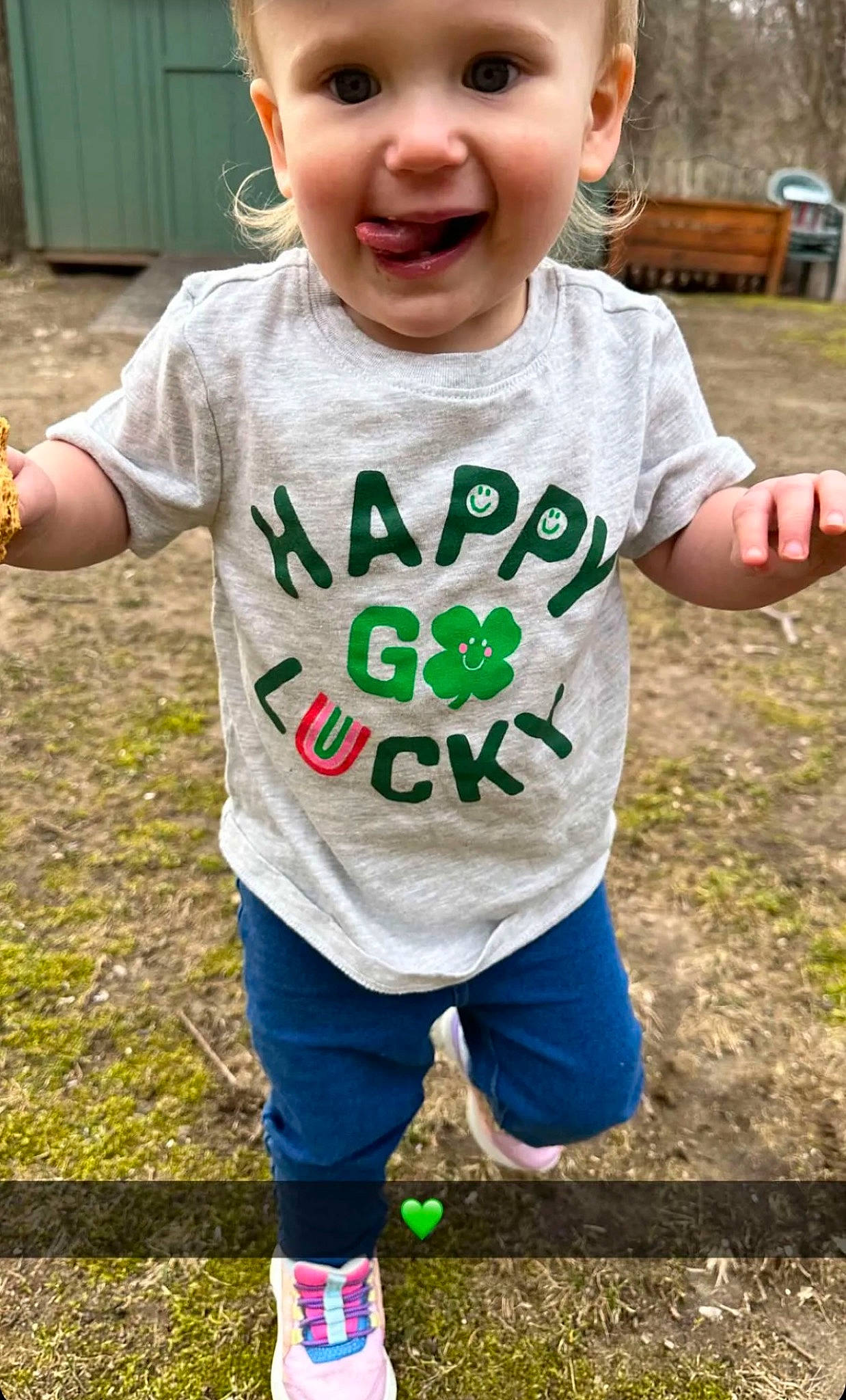 Lylah joined the competition — help win amazing prizes! baby, baby_toddler_clothing, child, clothing, cool, facial_expression, fun, grass, green, happy, joy, leaf, pattern, people, person, recreation, sleeve, smile, sportswear, summer