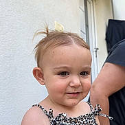 Keila joined the competition — help win amazing prizes! toddler, child, smiling, leopard_print, dress, outdoor, person, baby, hair, cute, face, skin, door, wall, adult, shoulder, standing, happy, young, casual