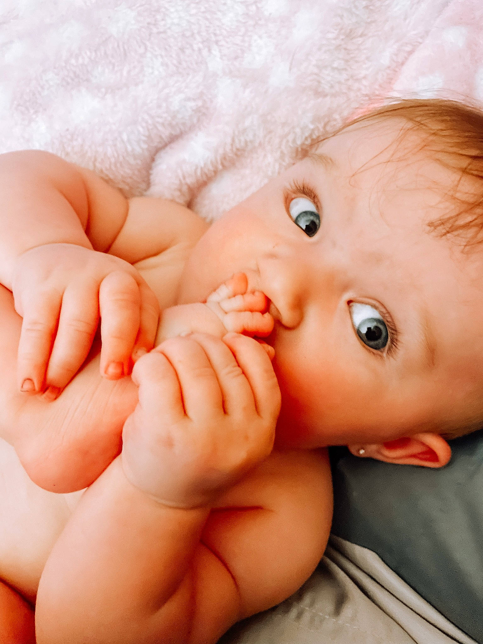 Bria joined the competition — help win amazing prizes! arm, baby, cheek, chin, eye, eyebrow, eyelash, facial_expression, finger, gesture, happy, human, human_body, lip, mouth, nose, person, pink, product, skin