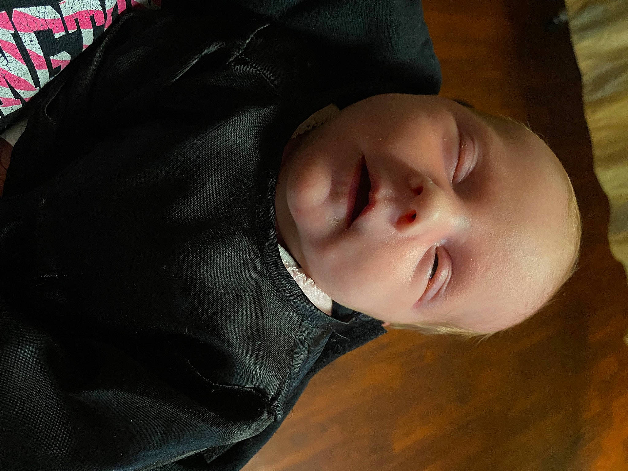 Kenzie joined the competition — help win amazing prizes! baby, cheek, child, comfort, eyebrow, eyelash, fashion_accessory, flash_photography, flooring, happy, hardwood, lip, neck, nose, person, portrait_photography, sleeve, smile, toddler, tree