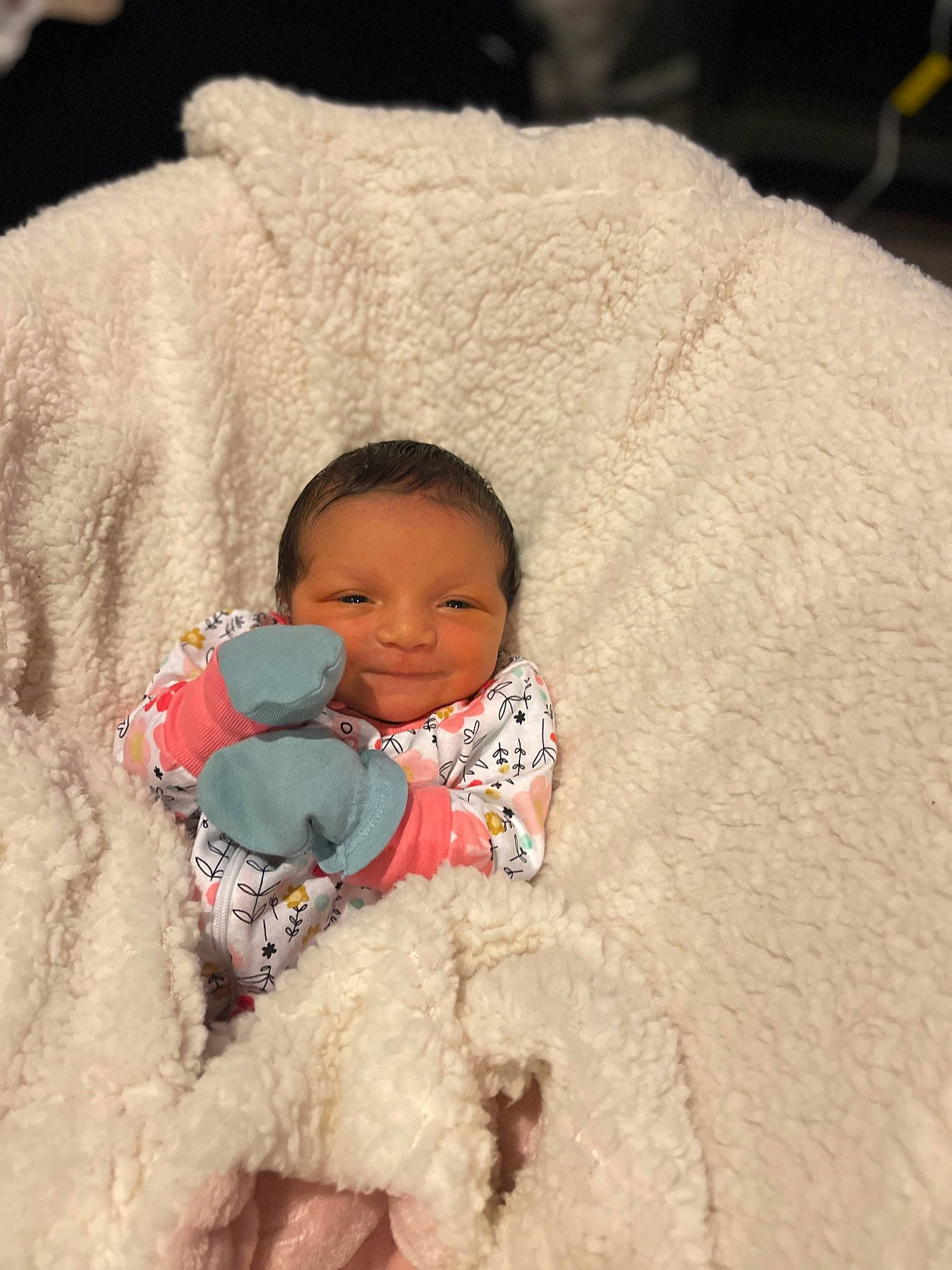 Winter is registered to the contest to win money with this photo: baby, baby_toddler_clothing, child, comfort, eye, fun, fur, happy, linens, nose, person, rock, sitting, skin, sleeve, stuffed_toy, teddy_bear, toddler, toy, winter