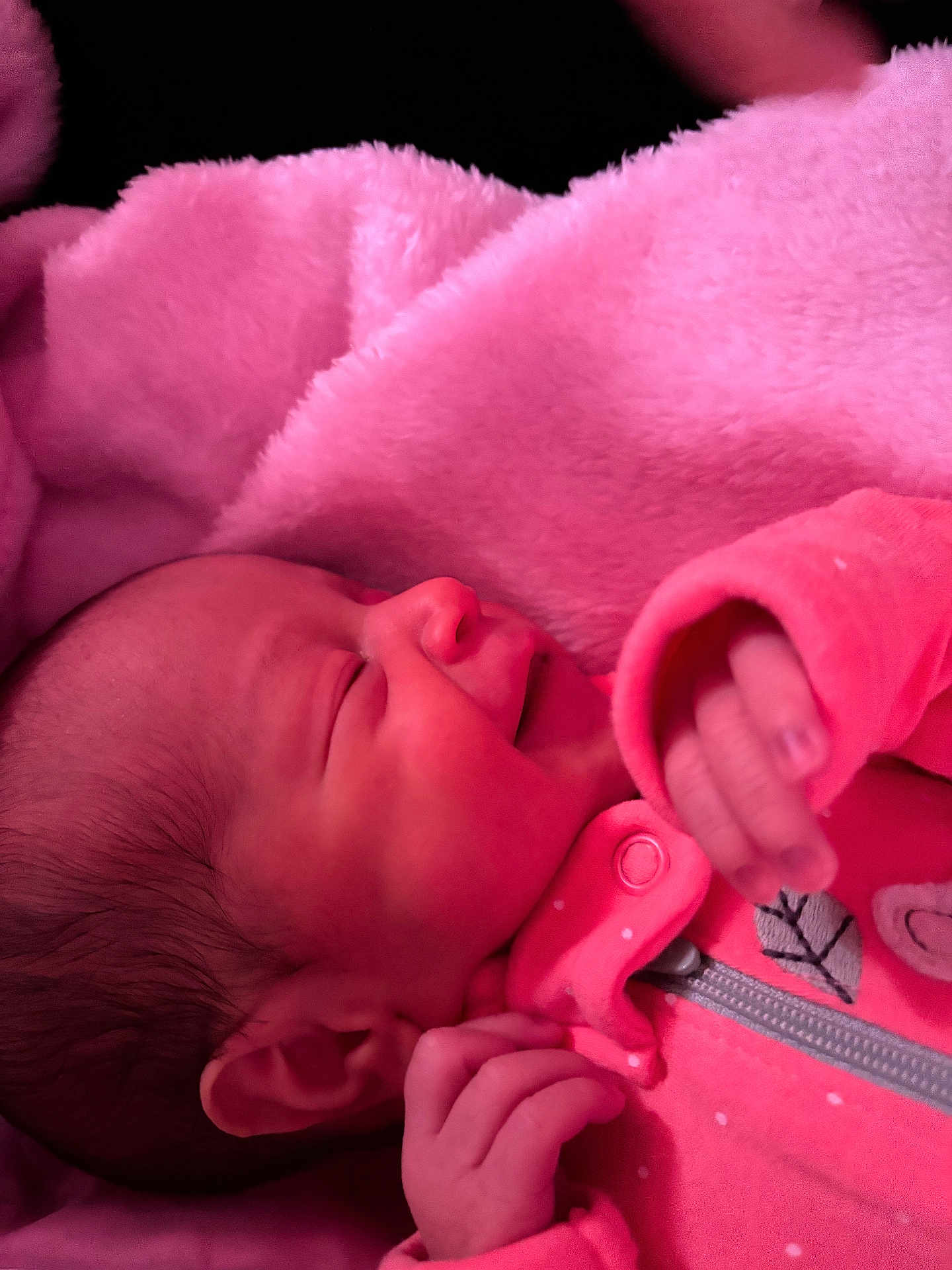 Serenity joined the competition — help win amazing prizes! baby, newborn, smile, pink_blanket, pink_clothing, sleeping, infant, soft_texture, cute, peaceful, closeup, hand, face, portrait, cozy, warm, resting, child, baby_clothes, newborn_baby