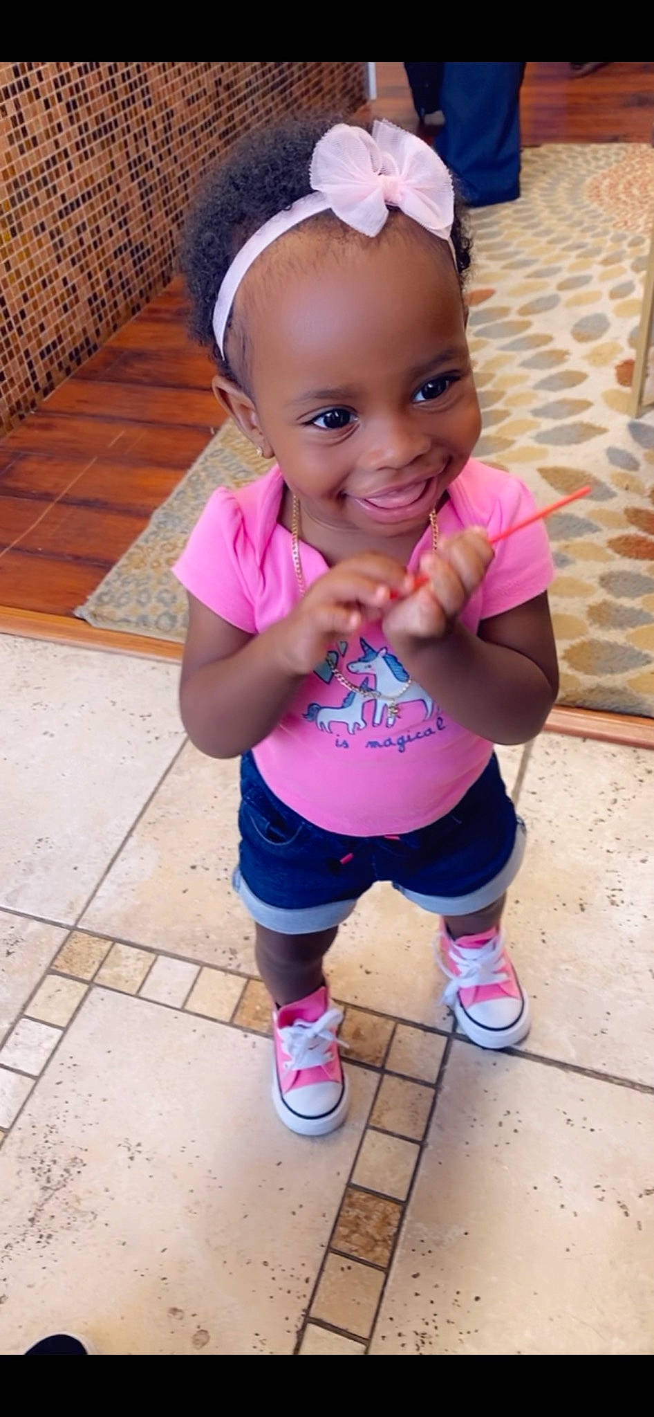 Bellarose is registered to the contest to win money with this photo: baby, baby_toddler_clothing, cheek, child, hair_accessory, head, headband, headgear, joy, person, pink, play, smile, toddler