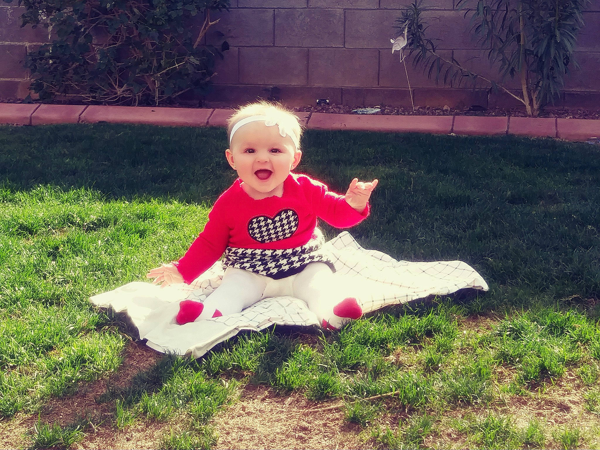 Miliana joined the competition — help win amazing prizes! child, clothing, day, fun, girl, grass, happiness, infant, lawn, leaf, person, pink, plant, play, recreation, red, toddler, tree