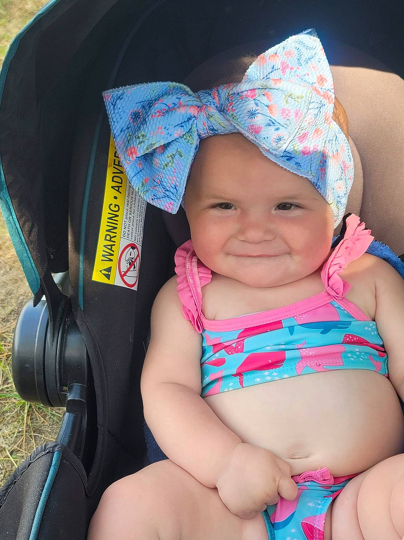 Summer joined the competition — help win amazing prizes! baby, baby_toddler_clothing, blue, electric_blue, eye, face, fun, happy, head, headwear, human, human_body, joy, leisure, person, pink, product, skin, smile, swimwear