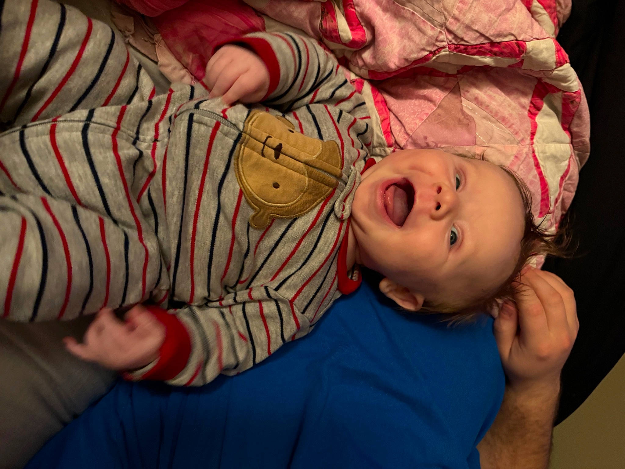 Carter is registered to the contest to win money with this photo: abdomen, arm, baby, baby_toddler_clothing, cheek, comfort, elbow, finger, glasses, hand, happy, hat, mouth, nose, orange, person, smile, toddler, tree, trunk