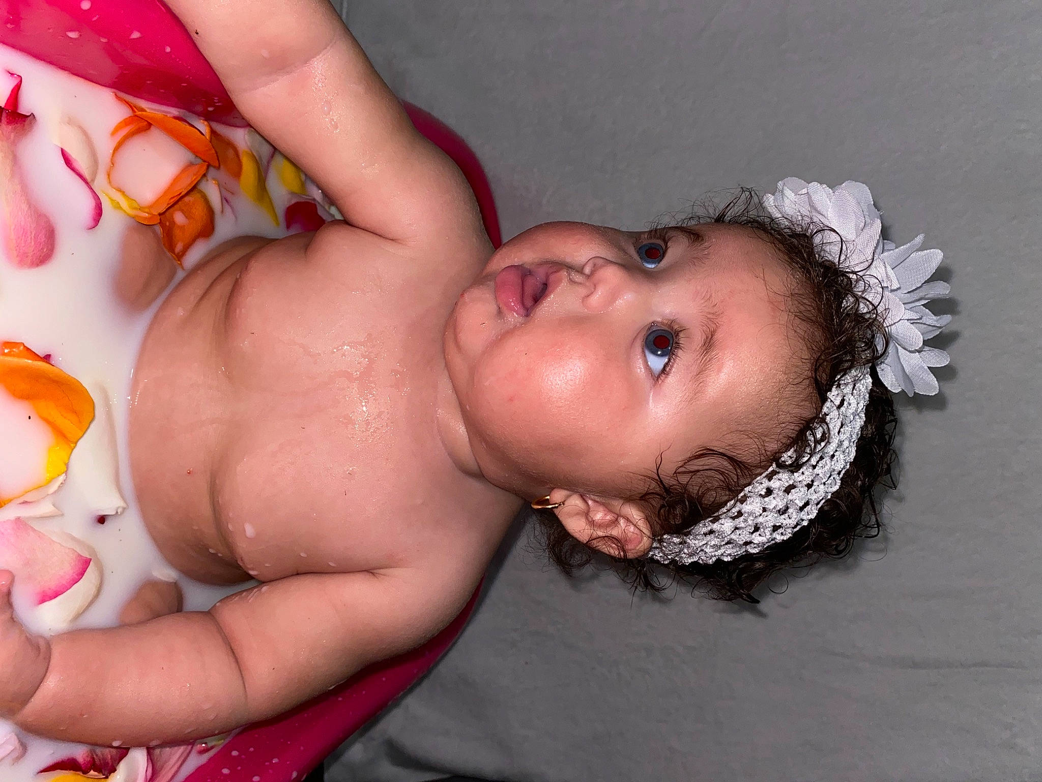 Daleyza joined the competition — help win amazing prizes! baby, bathing, cheek, chest, child, eyelash, finger, fun, headgear, lip, mouth, muscle, neck, nose, orange, person, pink, skin, thigh, toddler