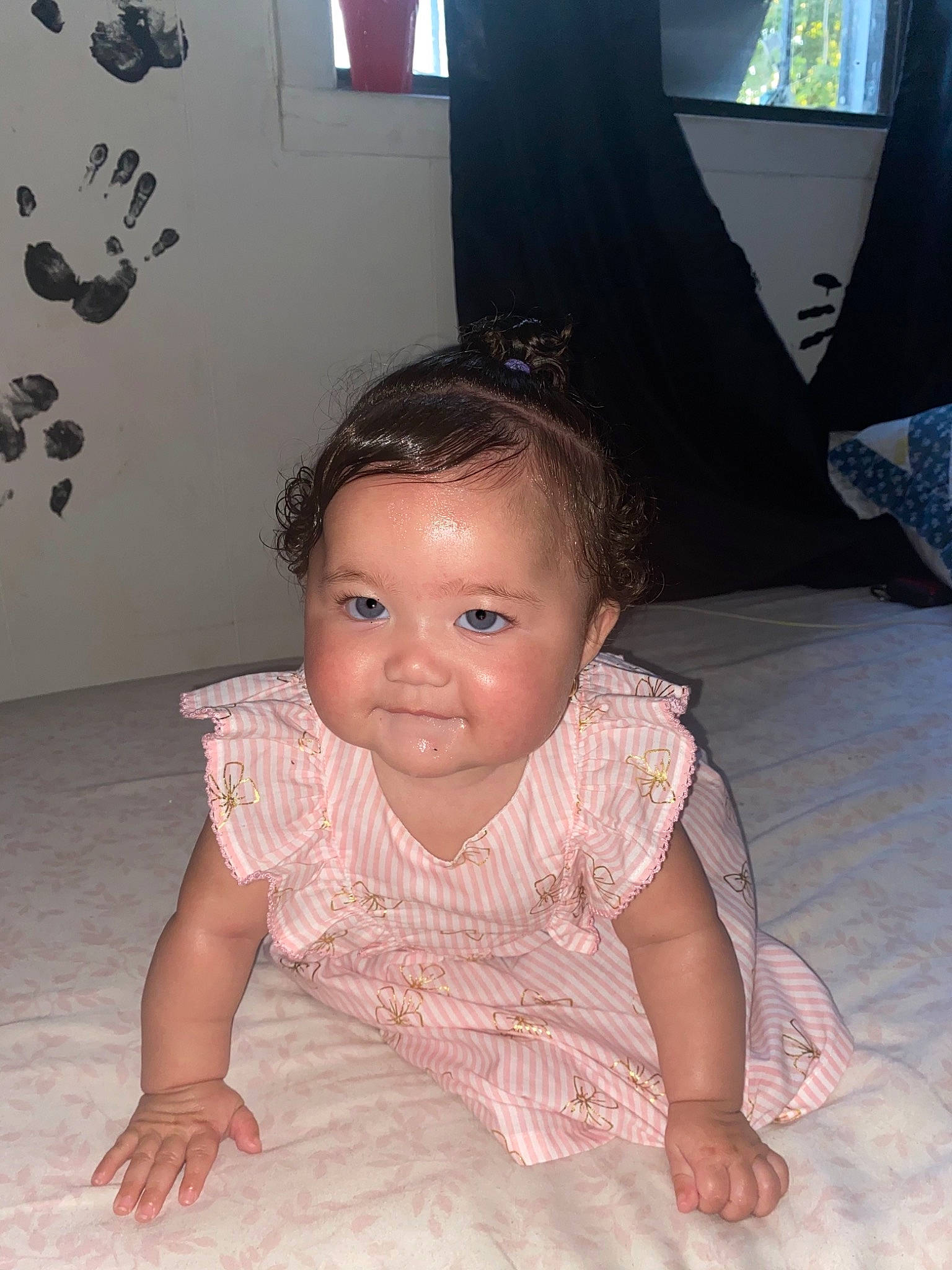 Daleyza joined the competition — help win amazing prizes! baby, baby_toddler_clothing, cheek, eyebrow, finger, floor, flooring, fun, hairstyle, happy, iris, mouth, neck, nose, person, pink, skin, sleeve, smile, toddler