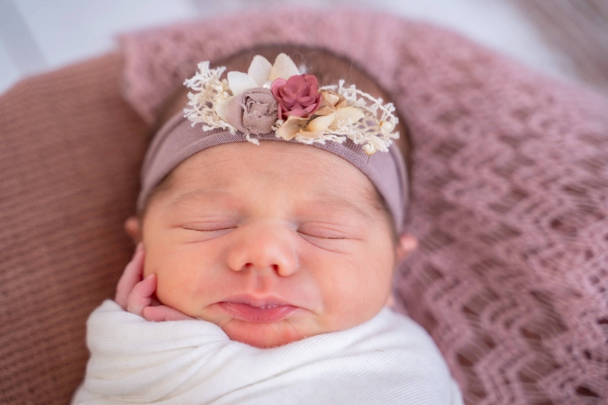 Charlotte joined the competition — help win amazing prizes! baby, baby_sleeping, baby_toddler_clothing, body_jewelry, cap, cheek, chin, close_up, comfort, eyelash, flower, happy, headband, headgear, headpiece, headwear, lip, person, pink, skin