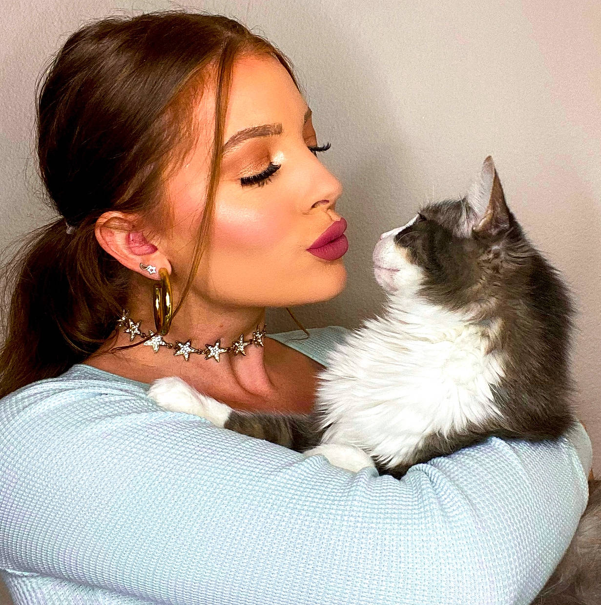 Kitty joined the competition — help win amazing prizes! black_hair, carnivore, cat, comfort, companion_dog, earrings, eyelash, felidae, flash_photography, formal_wear, gesture, happy, jewellery, lipstick, long_hair, makeover, neck, skin, small_to_medium_sized_cats, whiskers