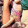 Delilah joined the competition — help win amazing prizes! dog, puppy, french_bulldog, sleeping, harness, pink, tattoo, arm, human, resting, indoor, closeup, cute, pet, relaxation, skin, wrinkled_face, nap, comfort, cuddling