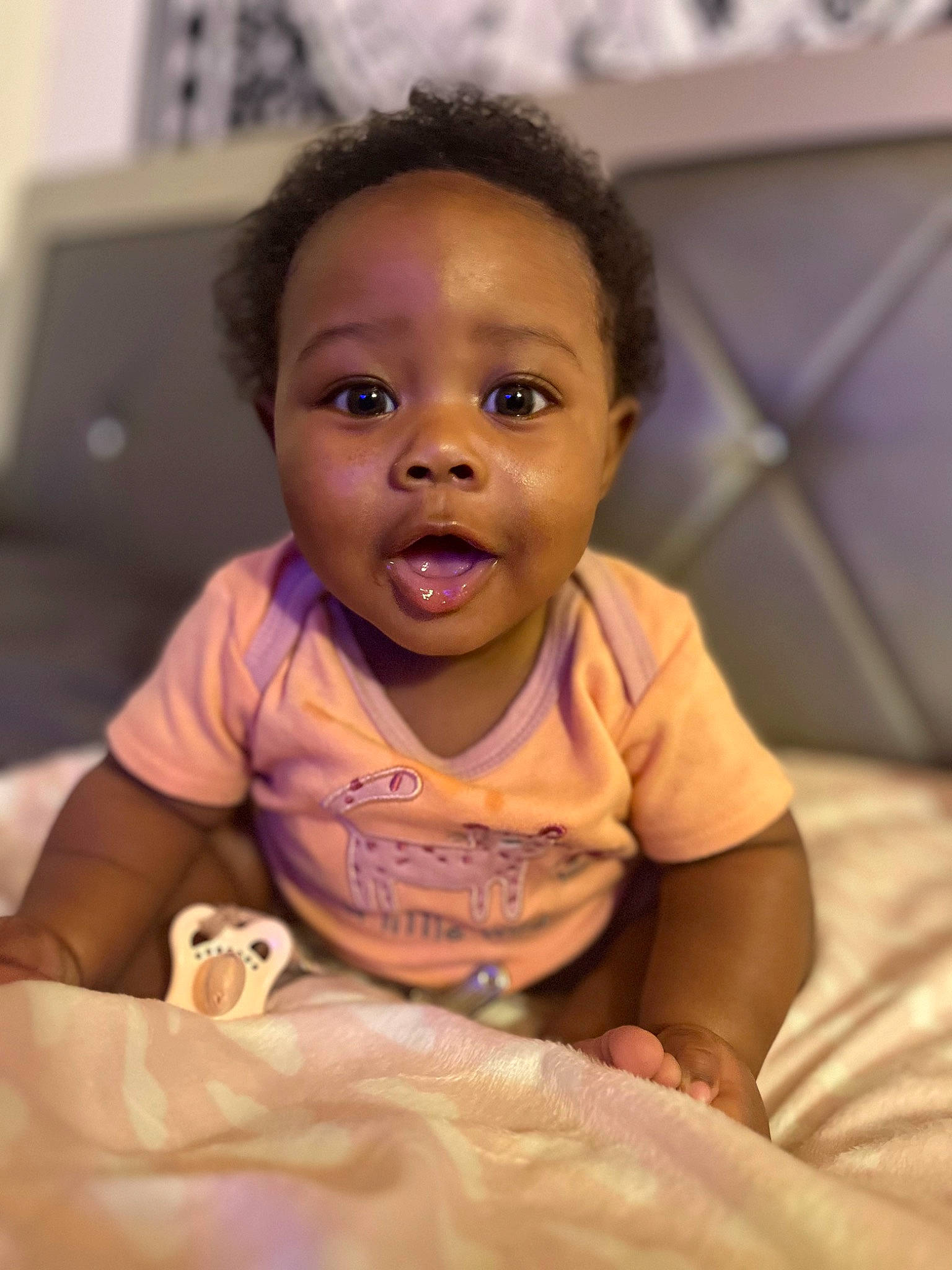 Kailah is registered to the contest to win money with this photo: baby, baby_toddler_clothing, beauty, cheek, child, comfort, eyebrow, facial_expression, finger, fun, hair, happy, iris, mouth, nose, person, skin, sleeve, smile, t_shirt