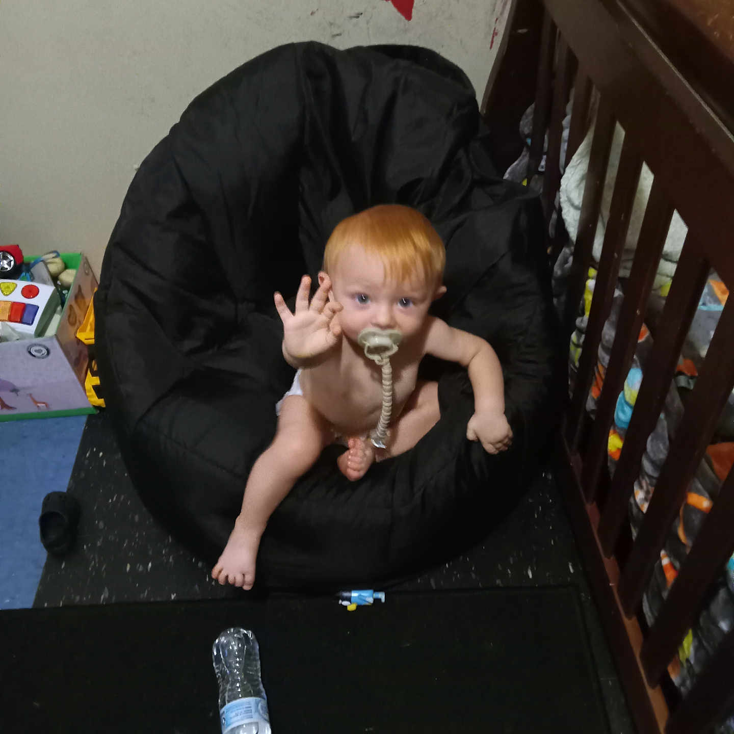 Ryder joined the competition — help win amazing prizes! baby, bed, bodypart, box, couch, cradle, crib, face, finger, furniture, hand, head, indoors, infantbed, nursery, person, room, shelf