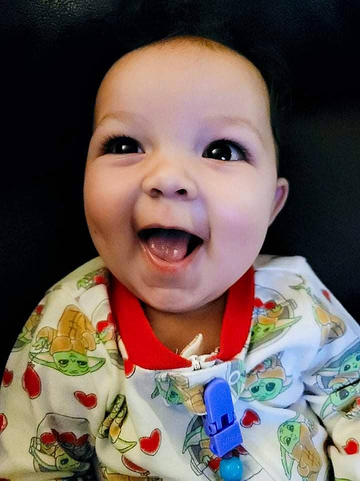 Laziah is registered to the contest to win money with this photo: baby, baby_toddler_clothing, cheek, child, chin, eye, eyebrow, facial_expression, happy, iris, lip, mouth, nose, organ, person, skin, sleeve, smile, toddler, tongue