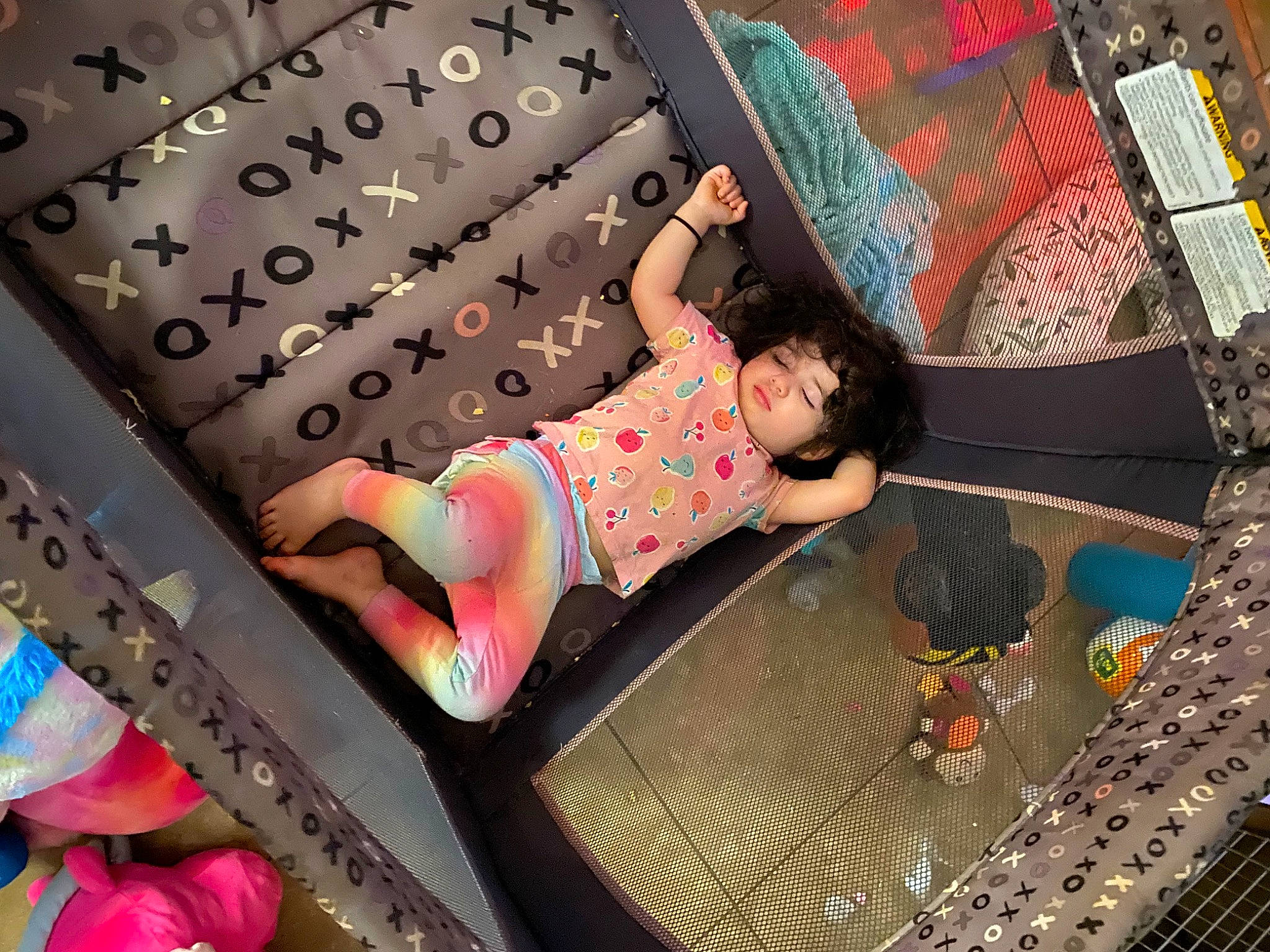 Kyla is registered to the contest to win money with this photo: barefoot, child, flooring, foot, fun, human_leg, leg, leisure, magenta, pattern, person, pink, play, polka_dot, room, sandal, t_shirt, textile, thigh, toddler