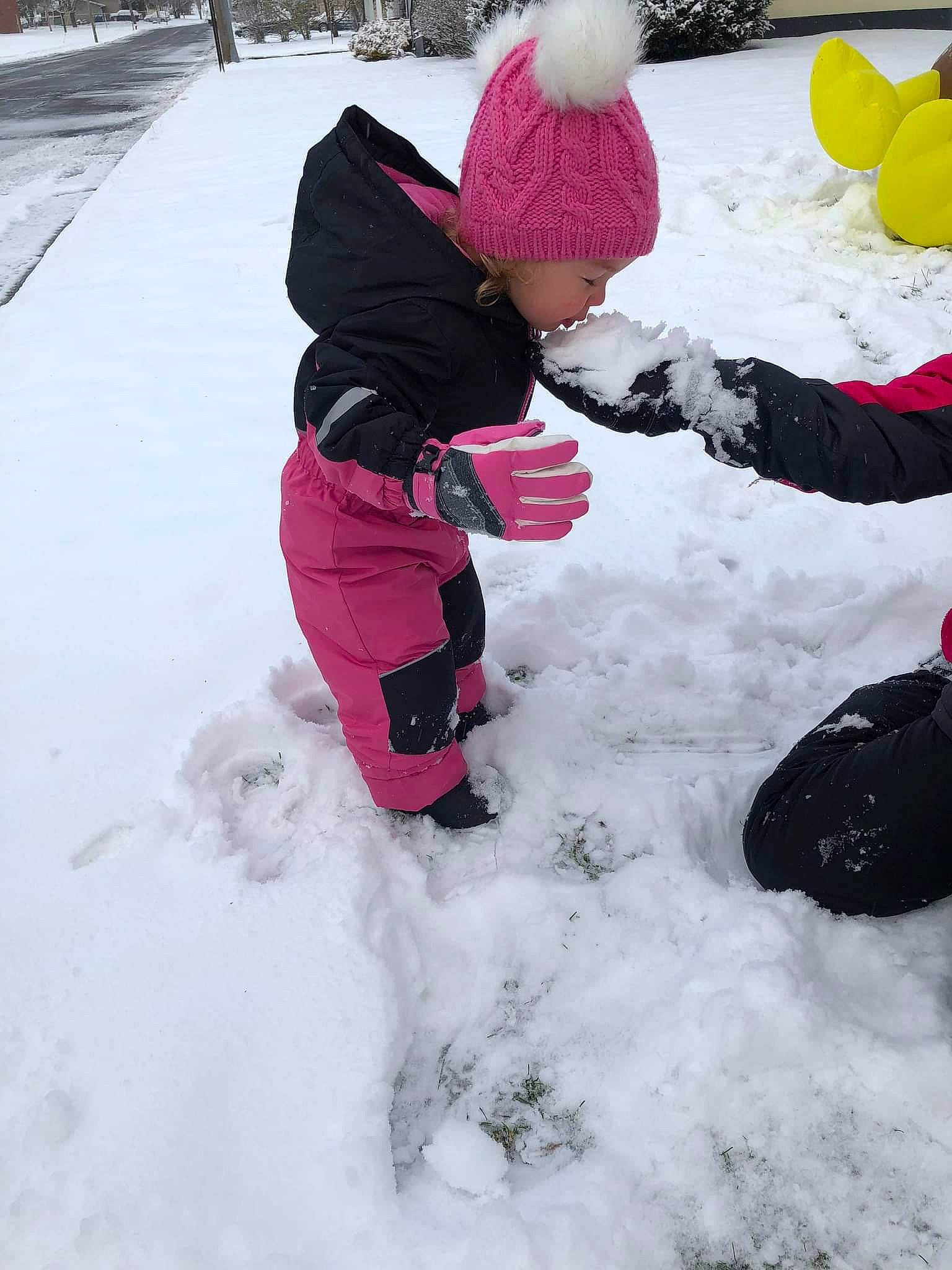 Nova is registered to the contest to win money with this photo: balloon, child, event, freezing, fun, geological_phenomenon, glove, jacket, leisure, magenta, outerwear, person, play, precipitation, recreation, slope, snow, toddler, tree, window