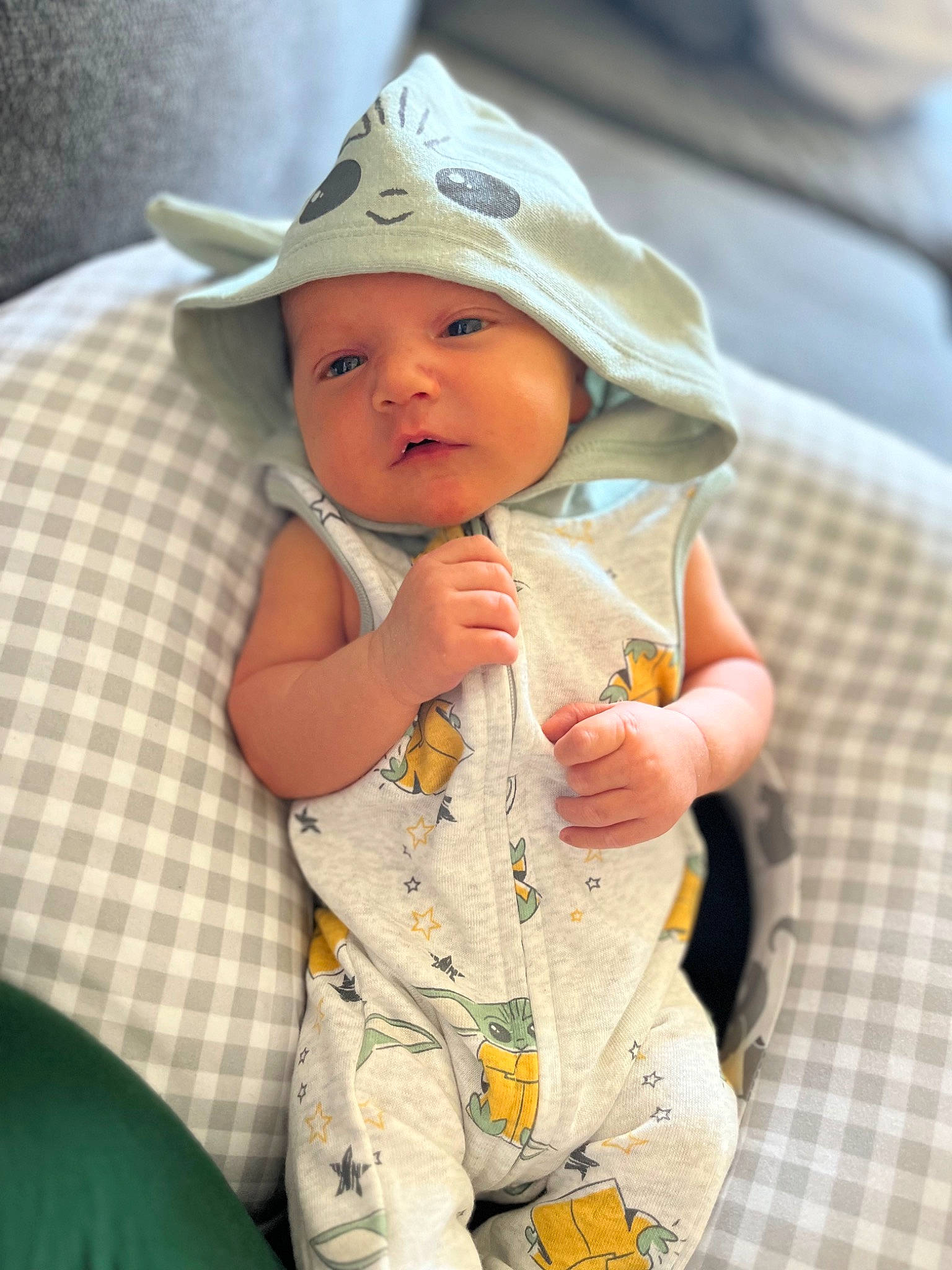 Amari is registered to the contest to win money with this photo: baby, baby_products, baby_toddler_clothing, baseball_cap, cap, child, comfort, face, fashion_accessory, fun, happy, hat, headwear, pattern, person, skin, sleeve, thumb, toddler