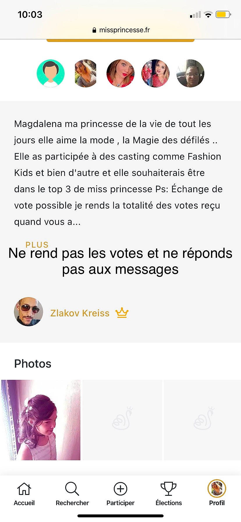 Elora a rejoint le concours — aidez-le/la à gagner de superbes lots ! advertising, circle, font, happy, hat, headwear, line, magenta, media, person, product, screenshot