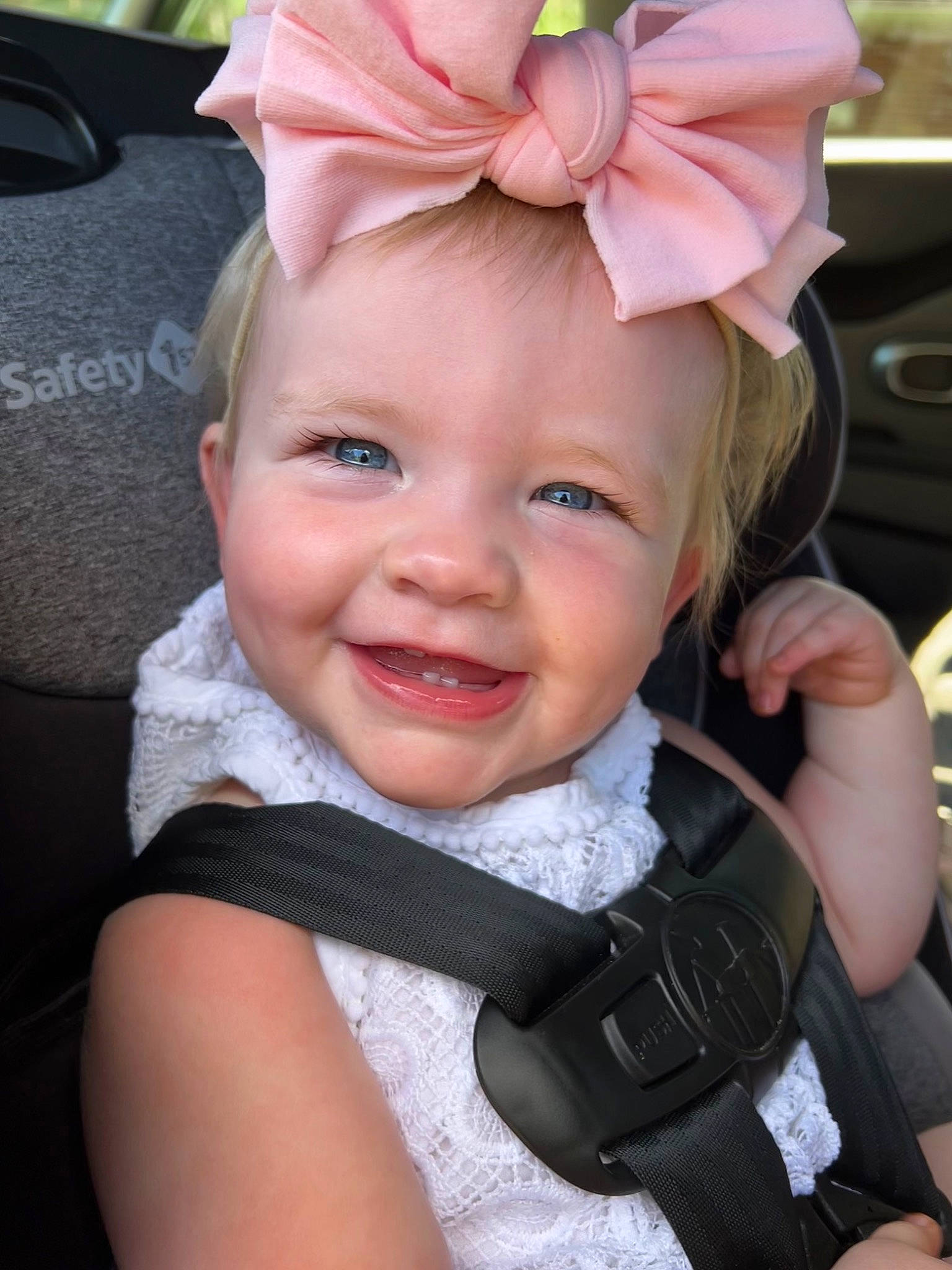 Maelynn is registered to the contest to win money with this photo: baby, baby_toddler_clothing, cap, cheek, child, chin, costume_hat, fashion_accessory, fictional_character, fun, happy, hat, headband, headpiece, iris, joy, magenta, person, pink, skin