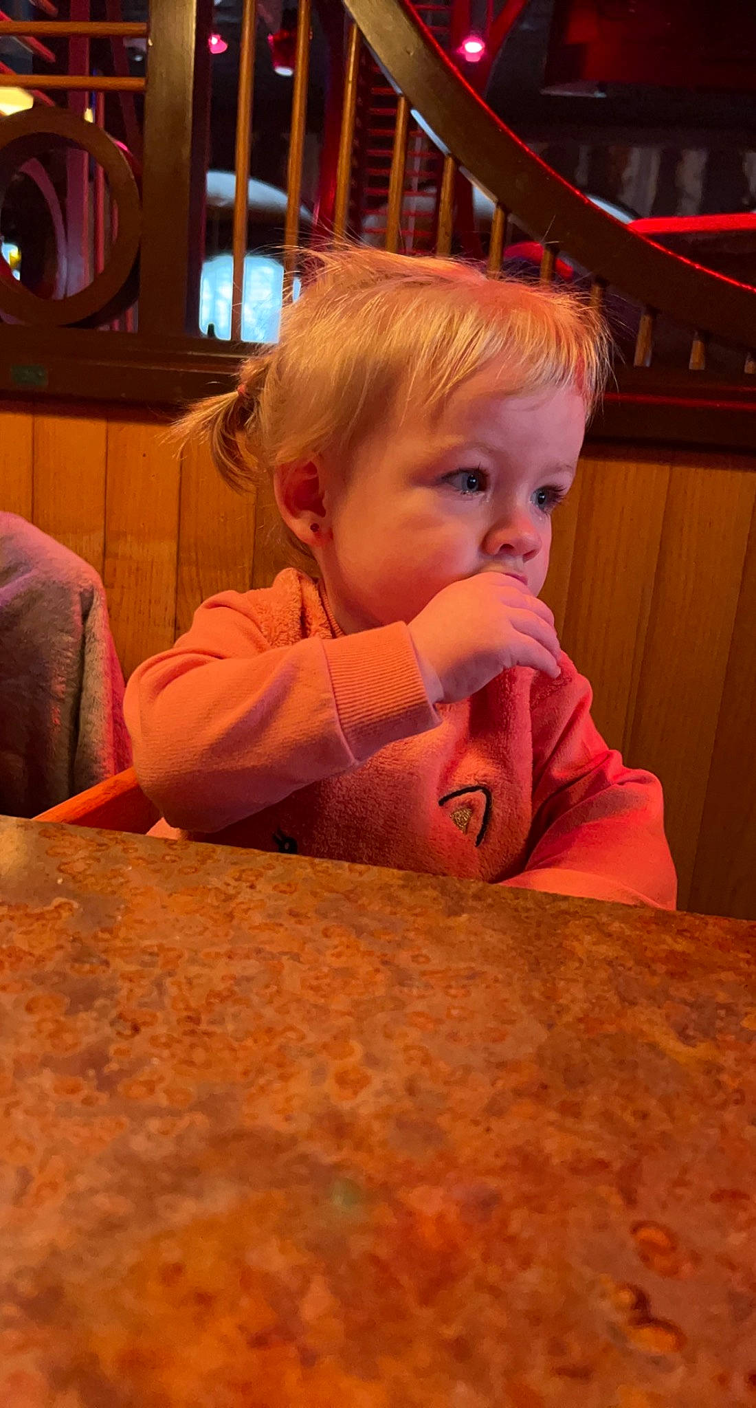 Maelynn is registered to the contest to win money with this photo: baby, baby_toddler_clothing, cheek, child, comfort, eye, flooring, fun, hardwood, head, leisure, nose, organ, person, room, sitting, thumb, toddler, vacation, varnish