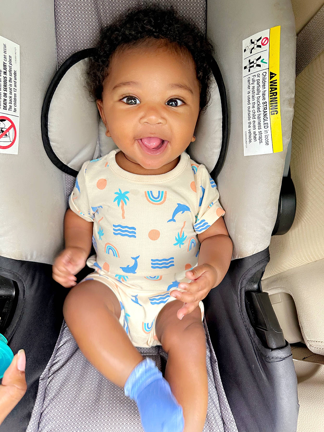 Nolan joined the competition — help win amazing prizes! auto_part, baby, baby_toddler_clothing, car_seat, cheek, child, comfort, electric_blue, face, happy, human_leg, knee, person, product, sitting, skin, sleeve, smile, thigh, thumb