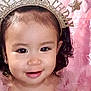Crystal Hamamura is registered to the contest to win money with this photo: toddler, child, birthday, headband, pink_dress, smiling, face, curly_hair, celebration, party, glitter, stars, cute, happy, indoors, young_child, portrait, fashion, accessory, fun