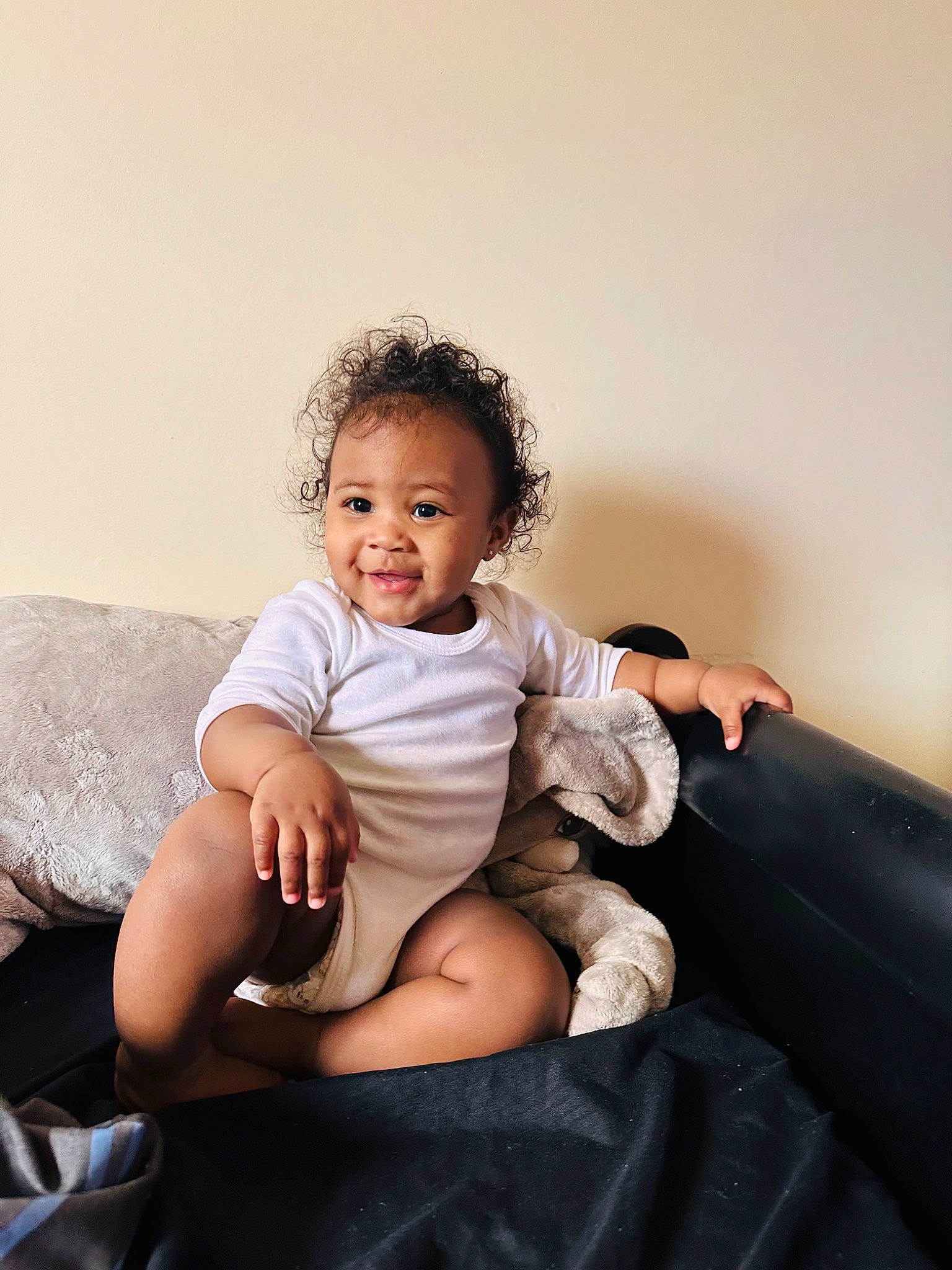 Sadie joined the competition — help win amazing prizes! baby, baby_toddler_clothing, child, comfort, elbow, flash_photography, fun, gesture, happy, human_body, human_leg, joy, leg, person, shoulder, sitting, skin, sleeve, smile, sock