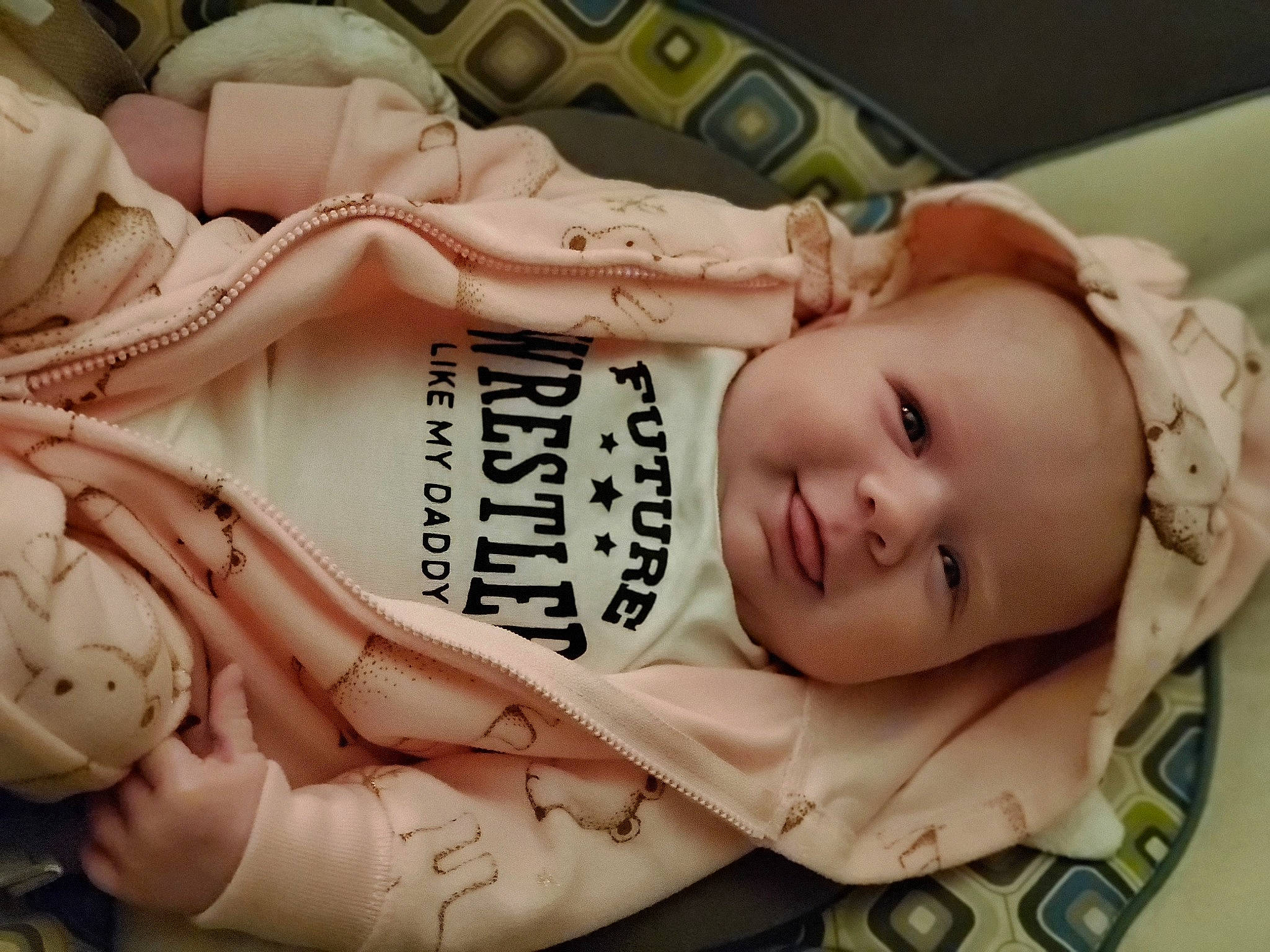 Sydney is registered to the contest to win money with this photo: baby, baby_products, baby_sleeping, baby_toddler_clothing, bedtime, cheek, child, person, product, smile, toddler