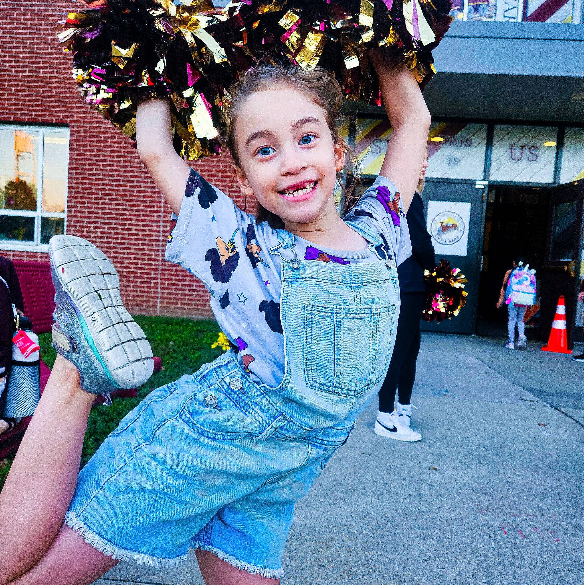 Kori joined the competition — help win amazing prizes! child, electric_blue, entertainment, event, fashion, fashion_accessory, fun, gesture, happy, joy, leisure, performing_arts, person, pink, recreation, shoe, shorts, smile, sneakers, standing